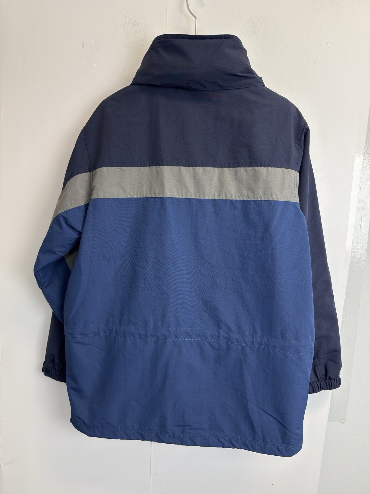 Vintage LL Bean Men’s Size S Blue Zip Jacket Anorak Hidden Hood No Liner WV85