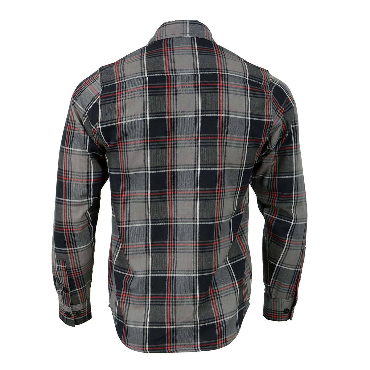 Milwaukee Leather Men’s Black and Grey with Red Long Sleeve Cotton Flannel Shirt
