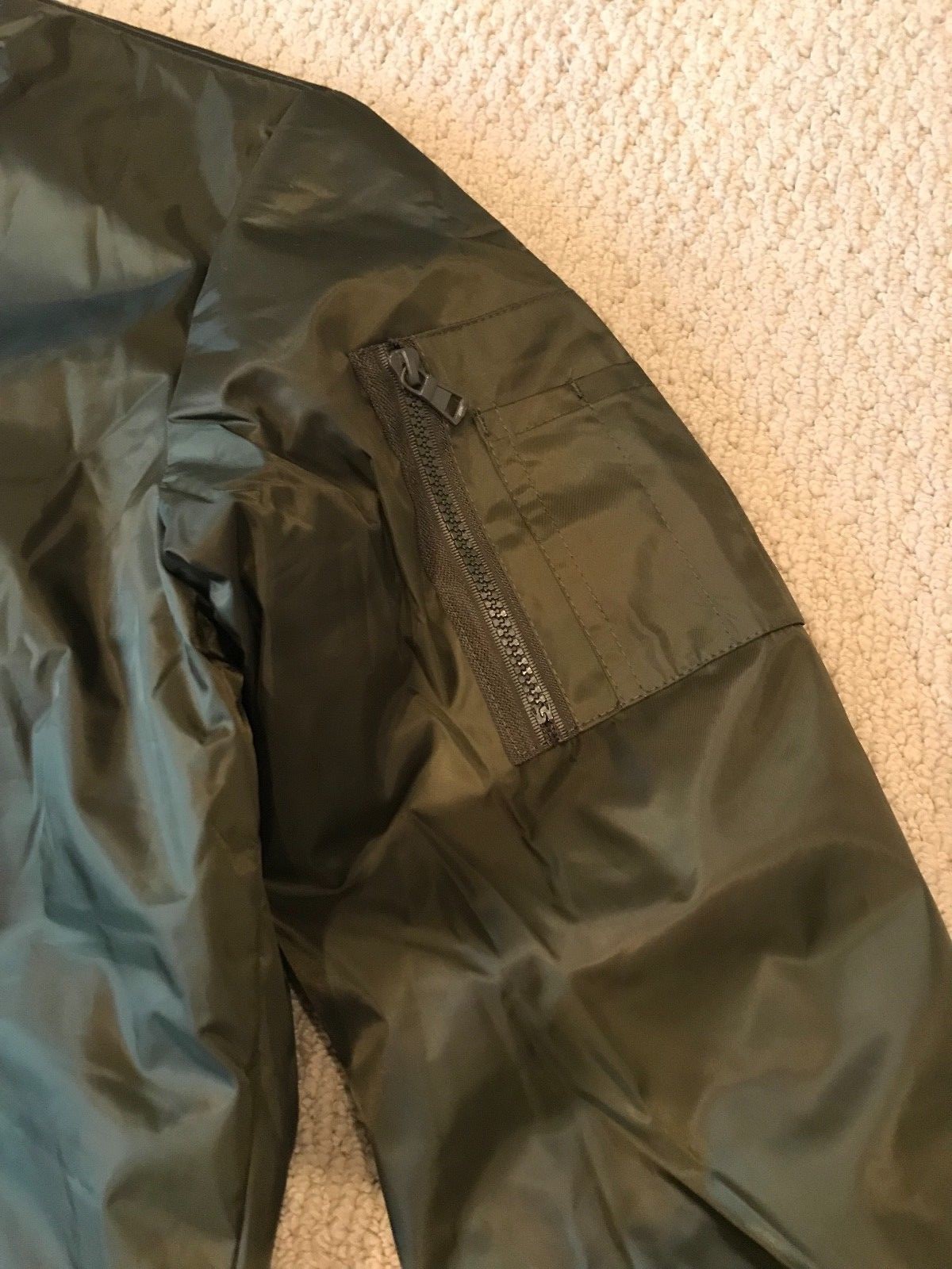 New Men’s Sam’s Solid Army Green Nylon Bomber Flight Zip Jacket ALL SIZES S-2XL
