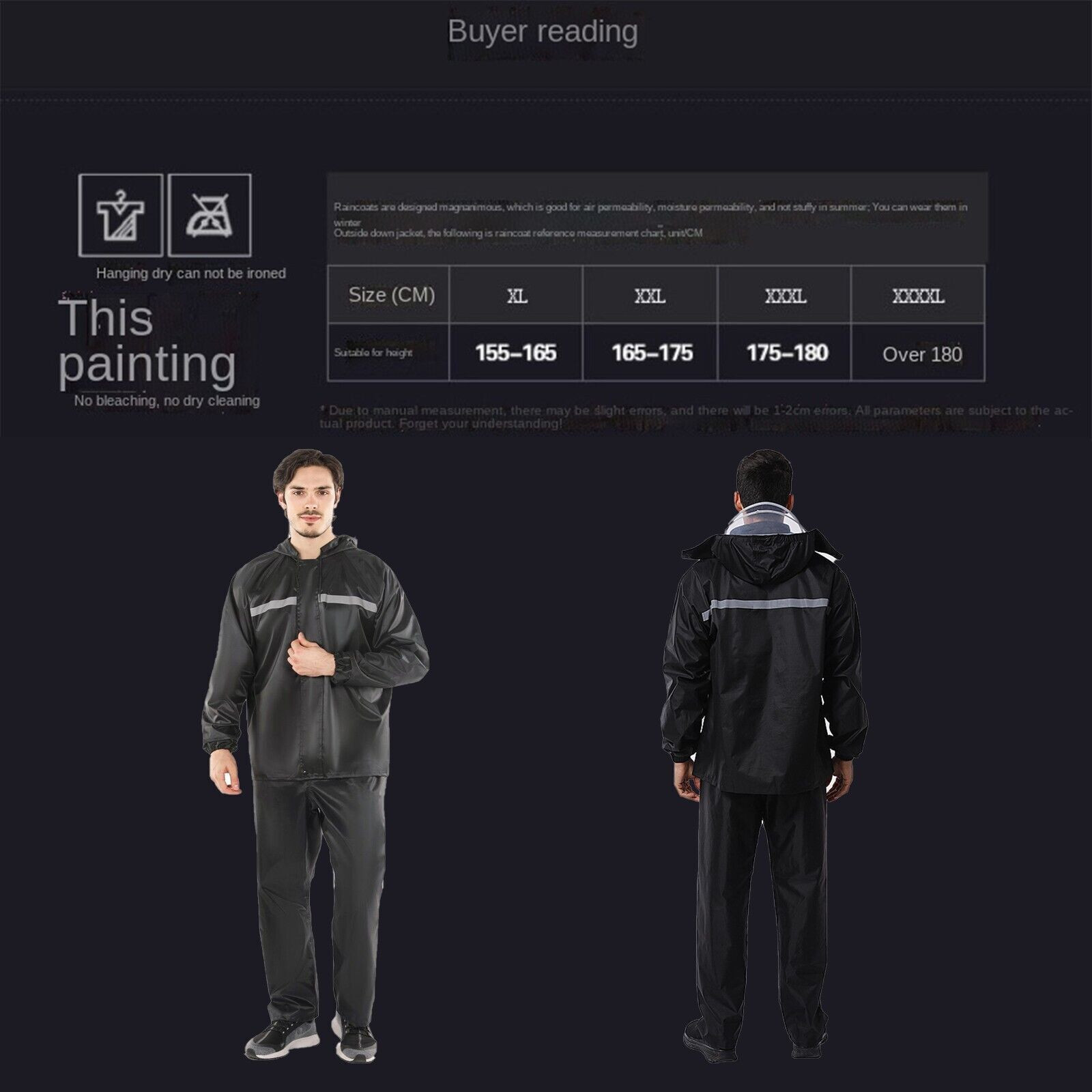 Mens Women Rain Suit Jackets Pant Gear Raincoat Waterproof motorcycle US