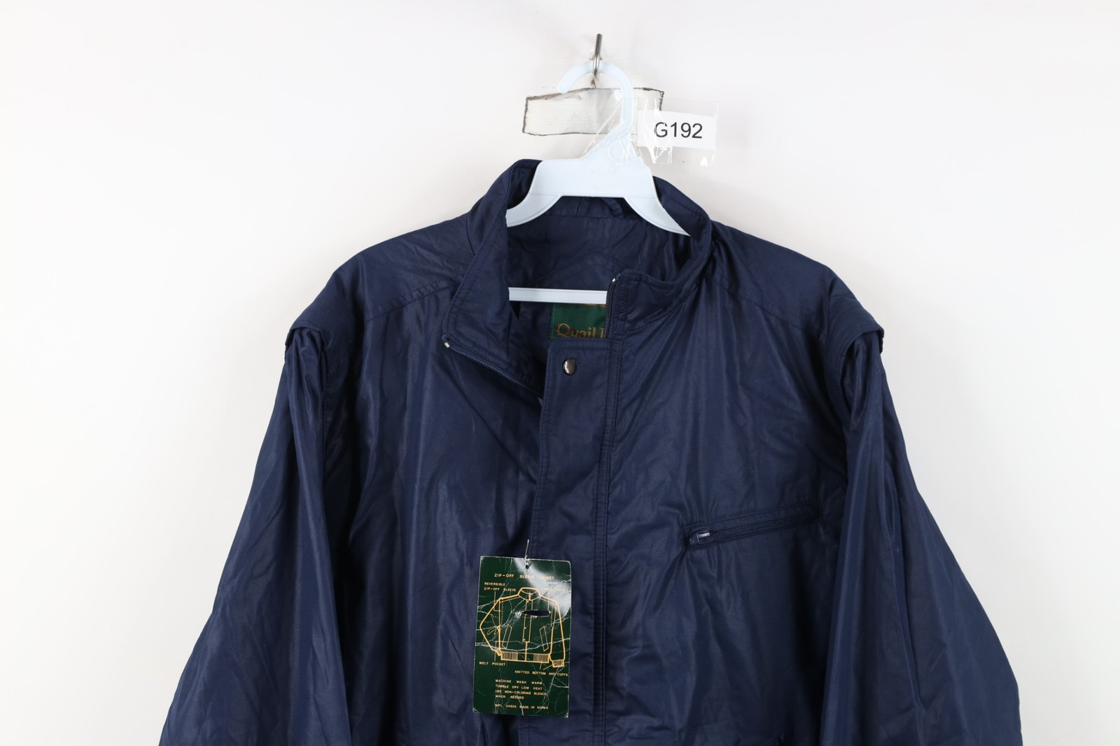 Deadstock Vintage 80s 90s Streetwear Mens Medium Zip Off Bomber Jacket Vest Blue