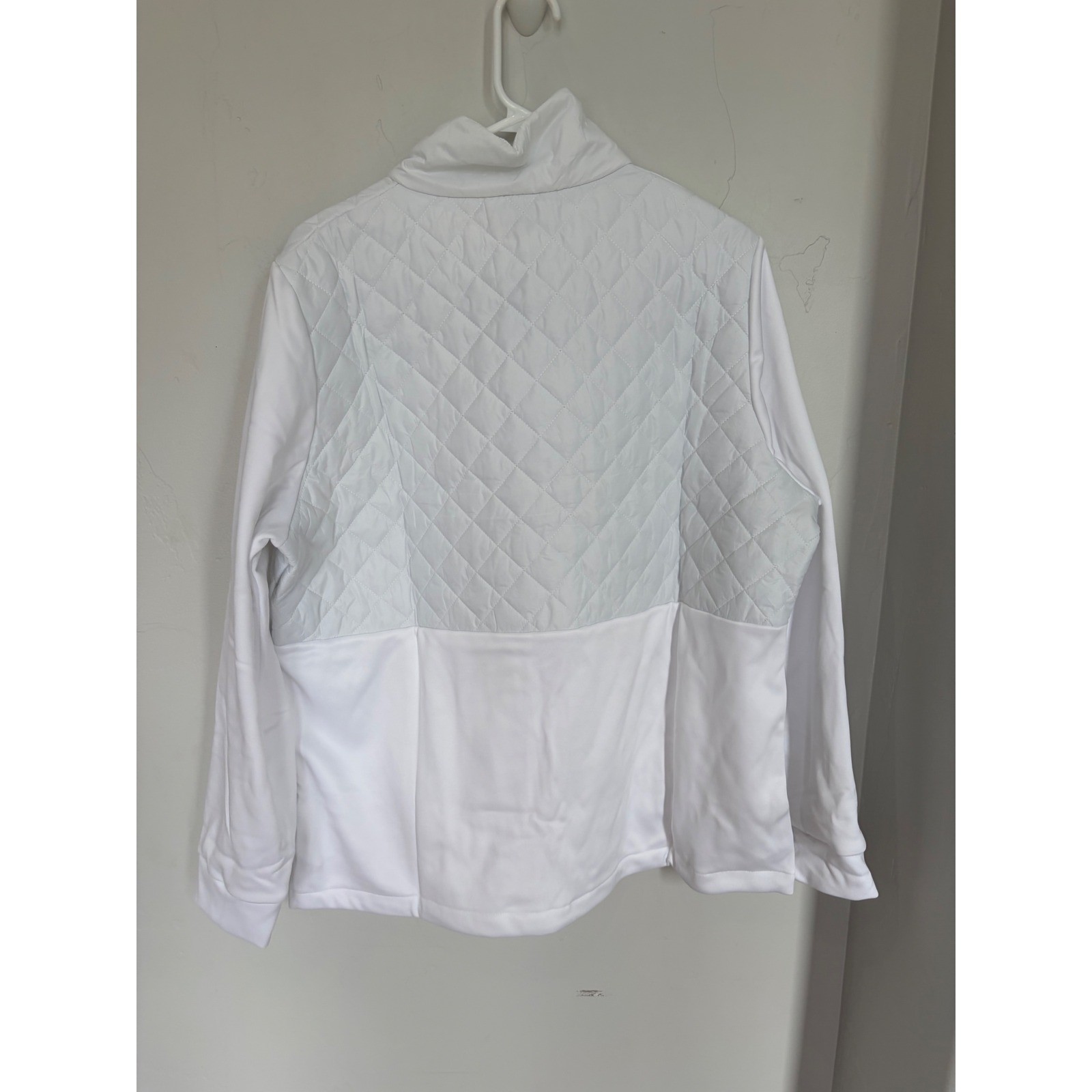 MoFiz Mens White Hybrid Golf Jacket Quilted Full Zip Lightweight Active US XL