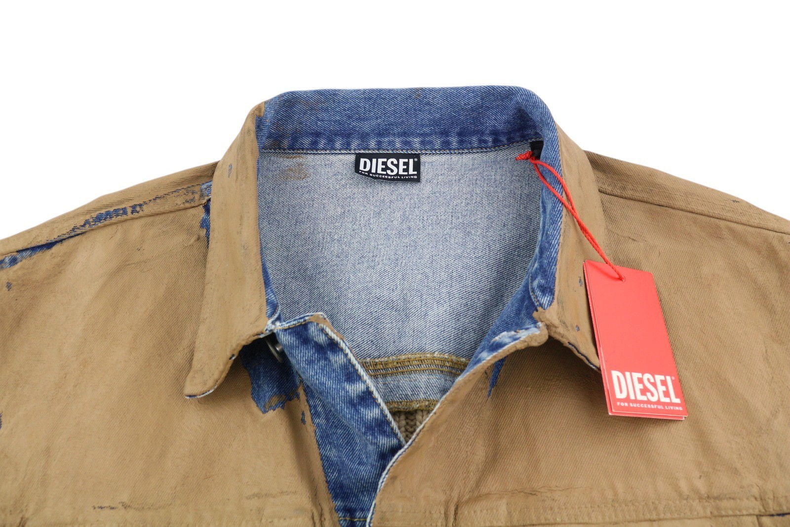 DIESEL K-Layton Mens Jacket L Trucker Coated Buttoned Neck RRP€450 *