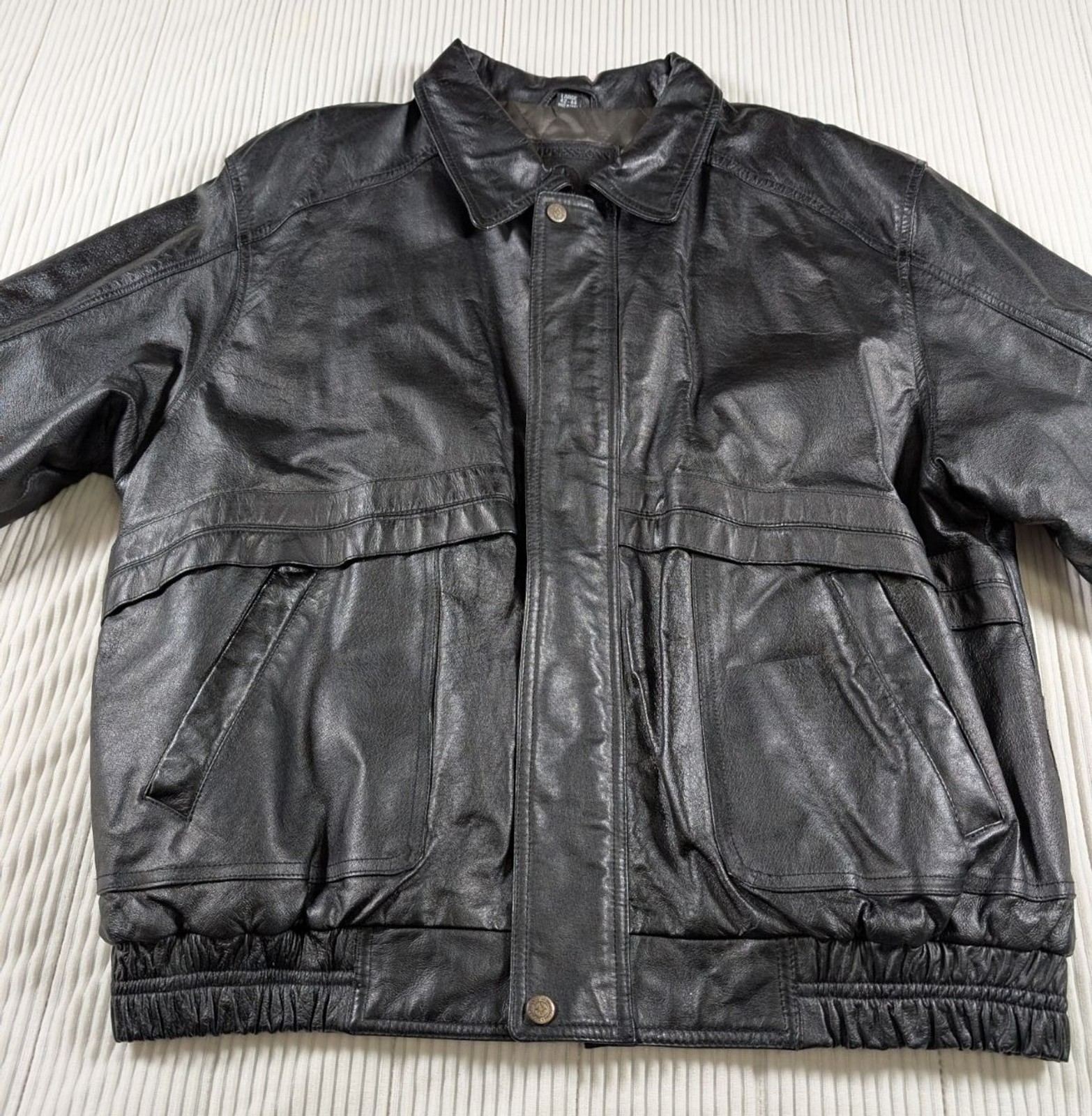 Vintage Expressions Contemporary Leather Jacket Mens L Black Moto Biker Lined