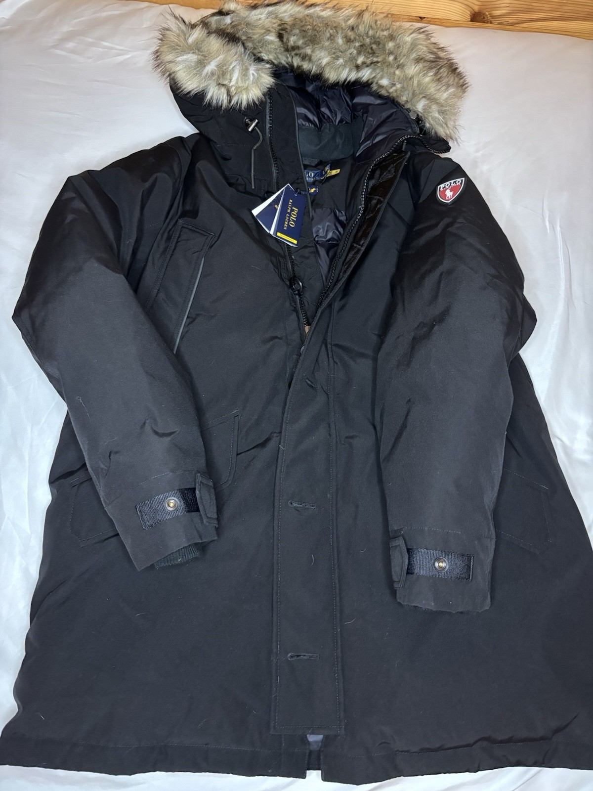 Polo Ralph Lauren Faux Fur Water Repellent Hood Down Parka Coat Men NWT $598 XL
