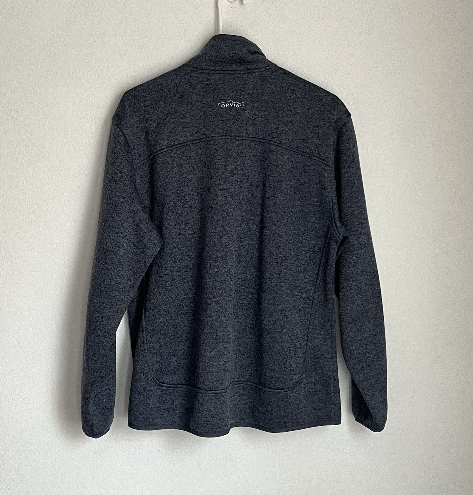 Orvis Mens M Fleece Lined Full Zip Jacket Gray Soft Shell Pockets Outdoor Casual