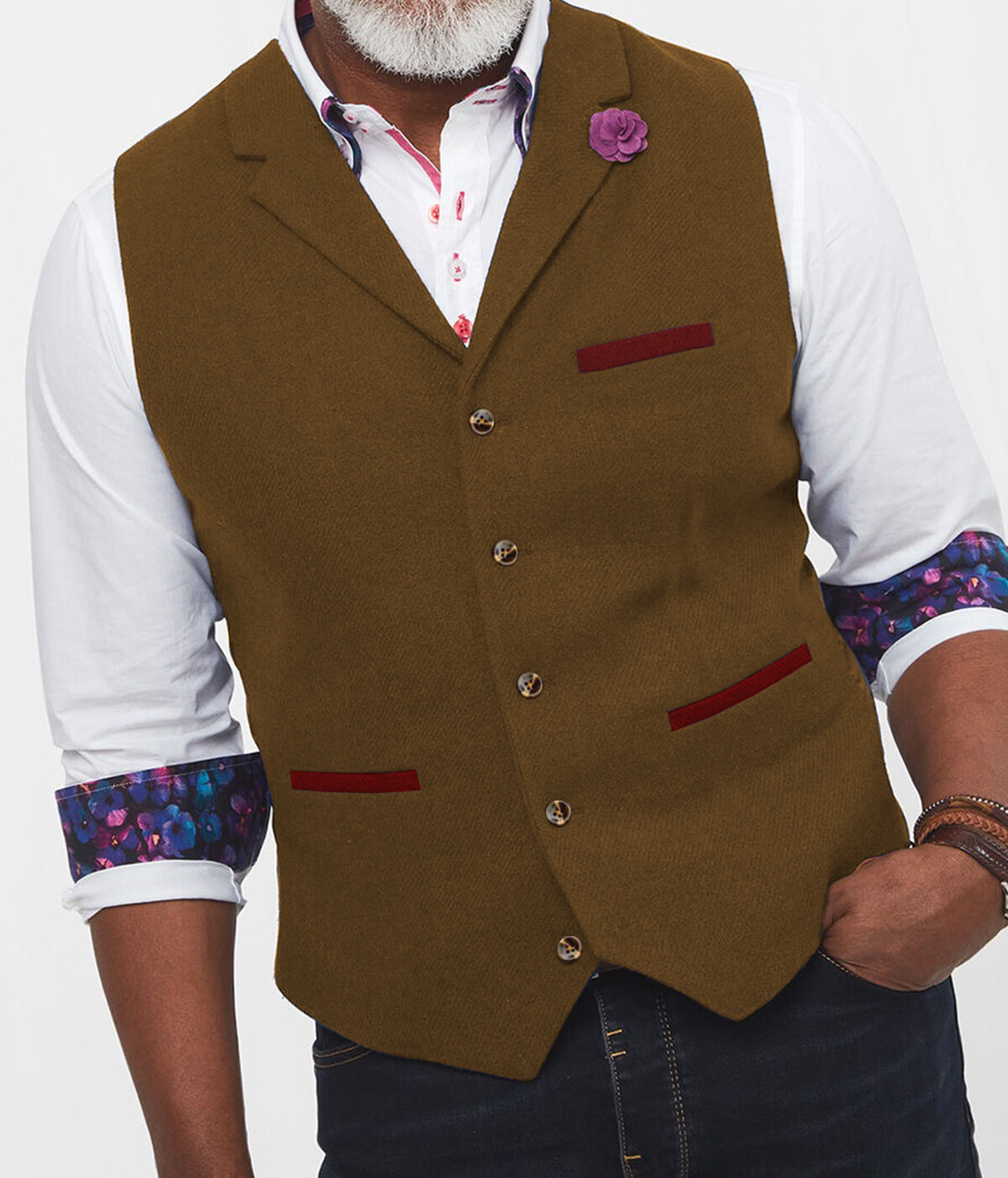Business Men Herringbone Wool Waistcoat Tweed Vest Wedding Vintage Retro Hunting