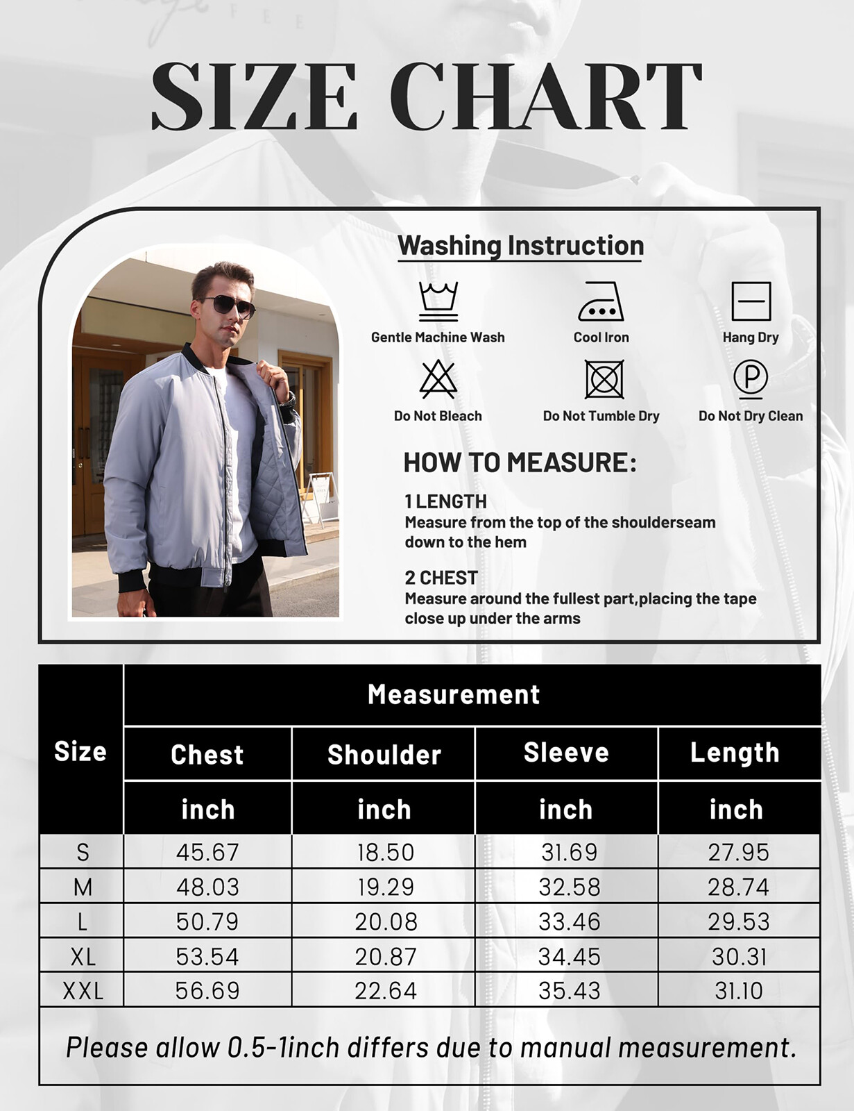 Mens Bomber Jackets Casual Winter Warm Windbreaker Full Zip Padded Lined Outwear