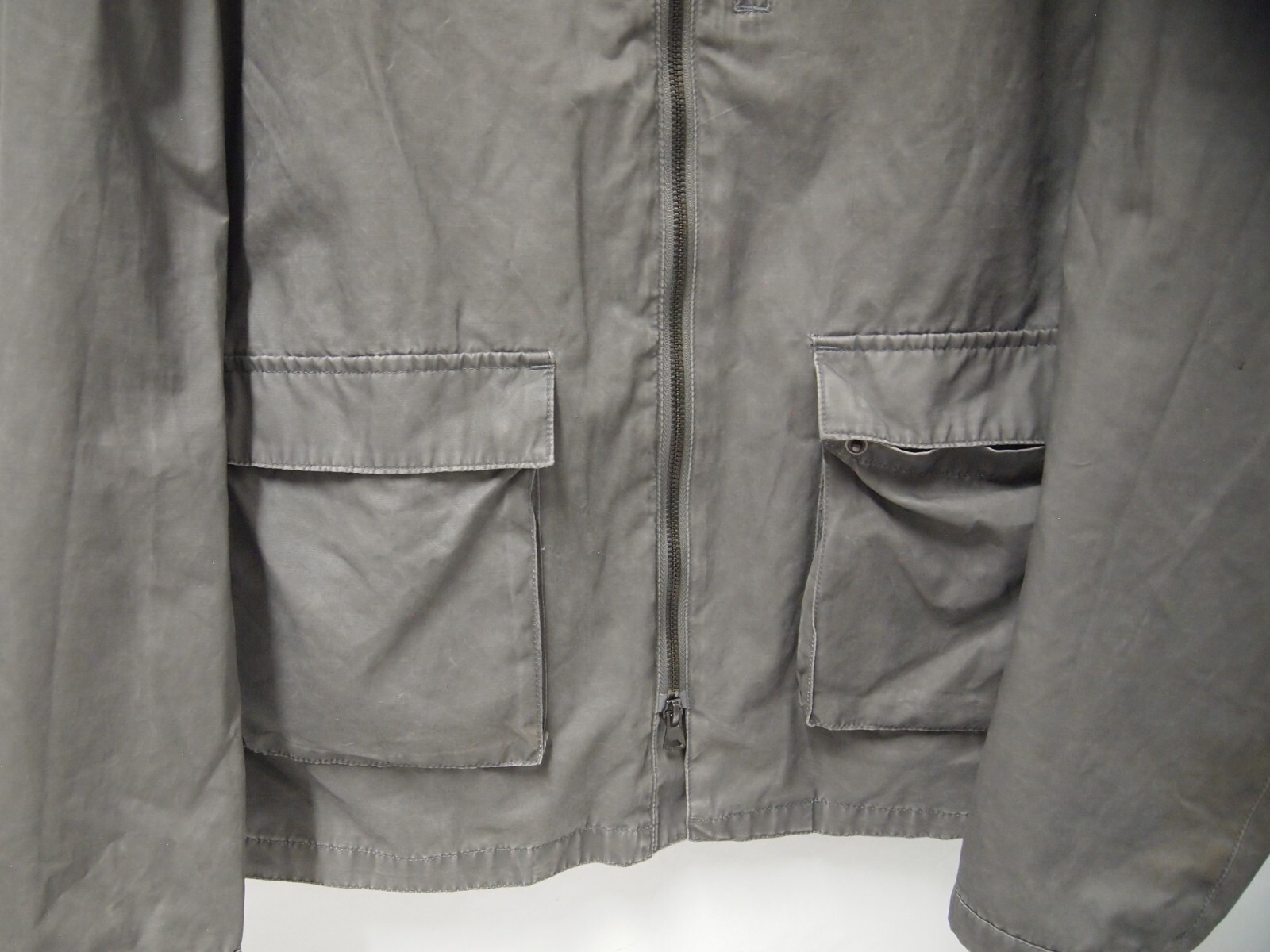 Frank & Oak Mens Jacket M Grey Full Zipper Hooded Drawstring Anorak #1410016