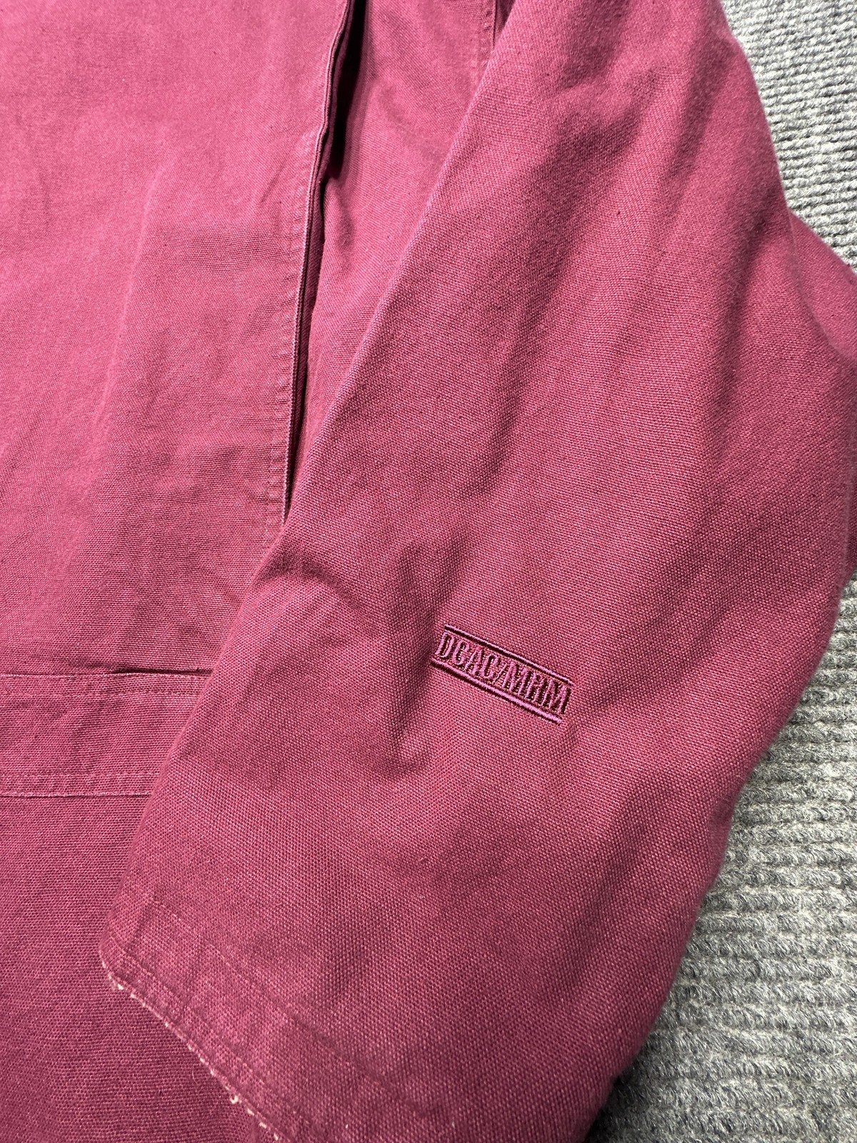 BD Custom Classics Coat Mens Medium Red Canvas Boeing Logo Corduroy Collar Lined