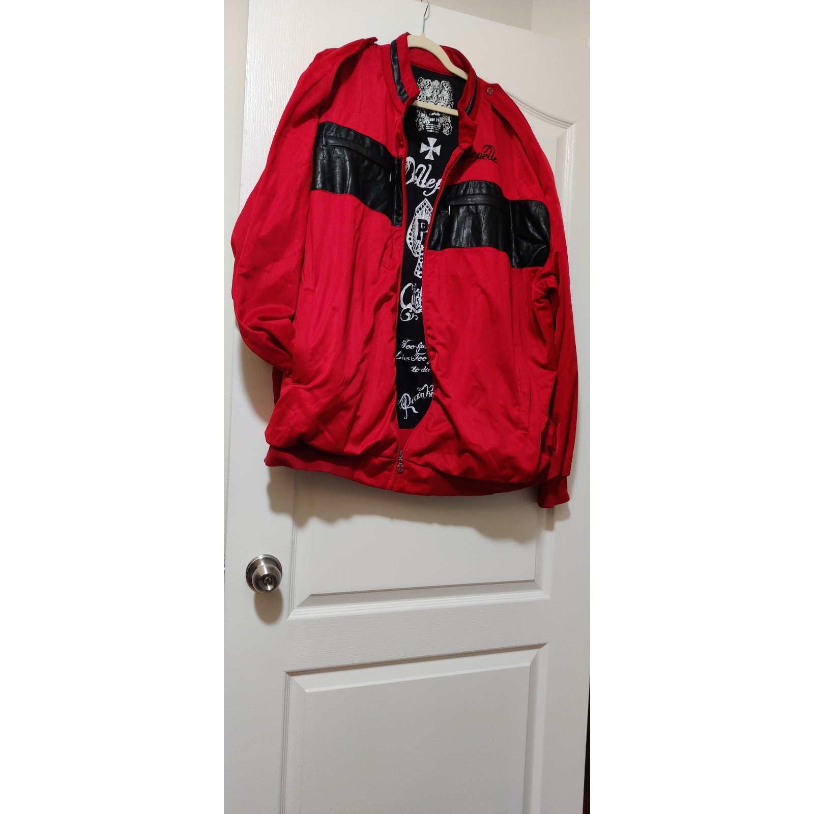 Pelle Pelle 5XL Red Black Too Fast to Live Too Young to Die Warm Up Jacket Y2K