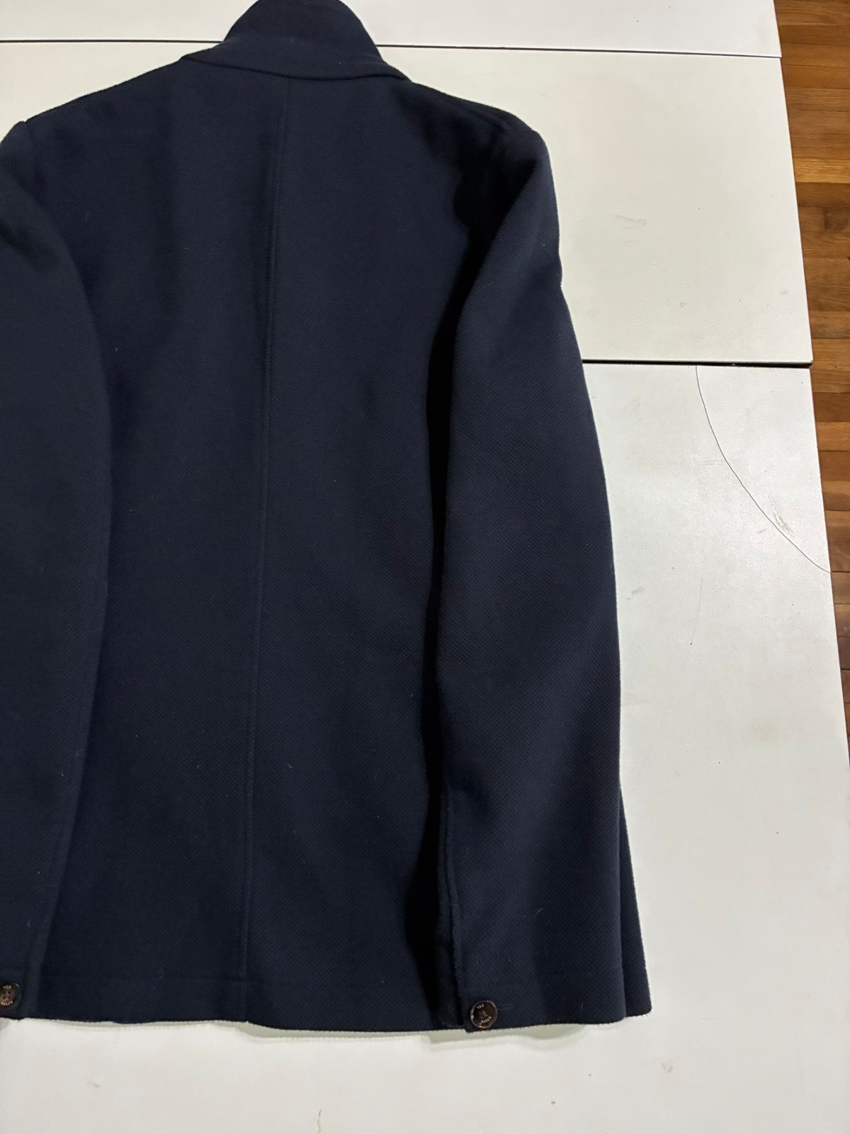 Ted Baker Overcoat 4 Navy Button Front Modern Tailored Preppy Designer Sports