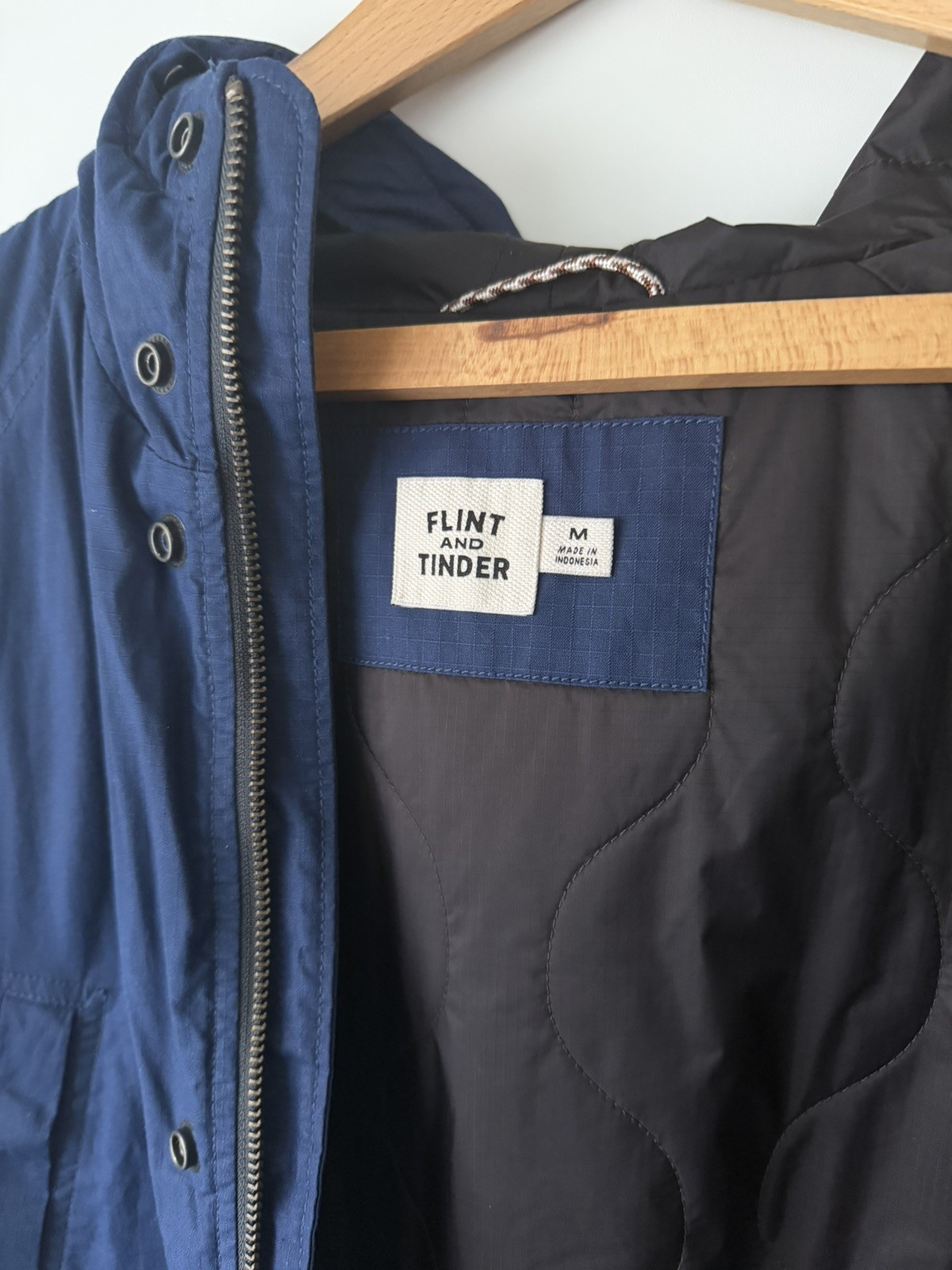 Flint and Tinder Quilted Waxed Parka Blue Jacket Huckberry Medium