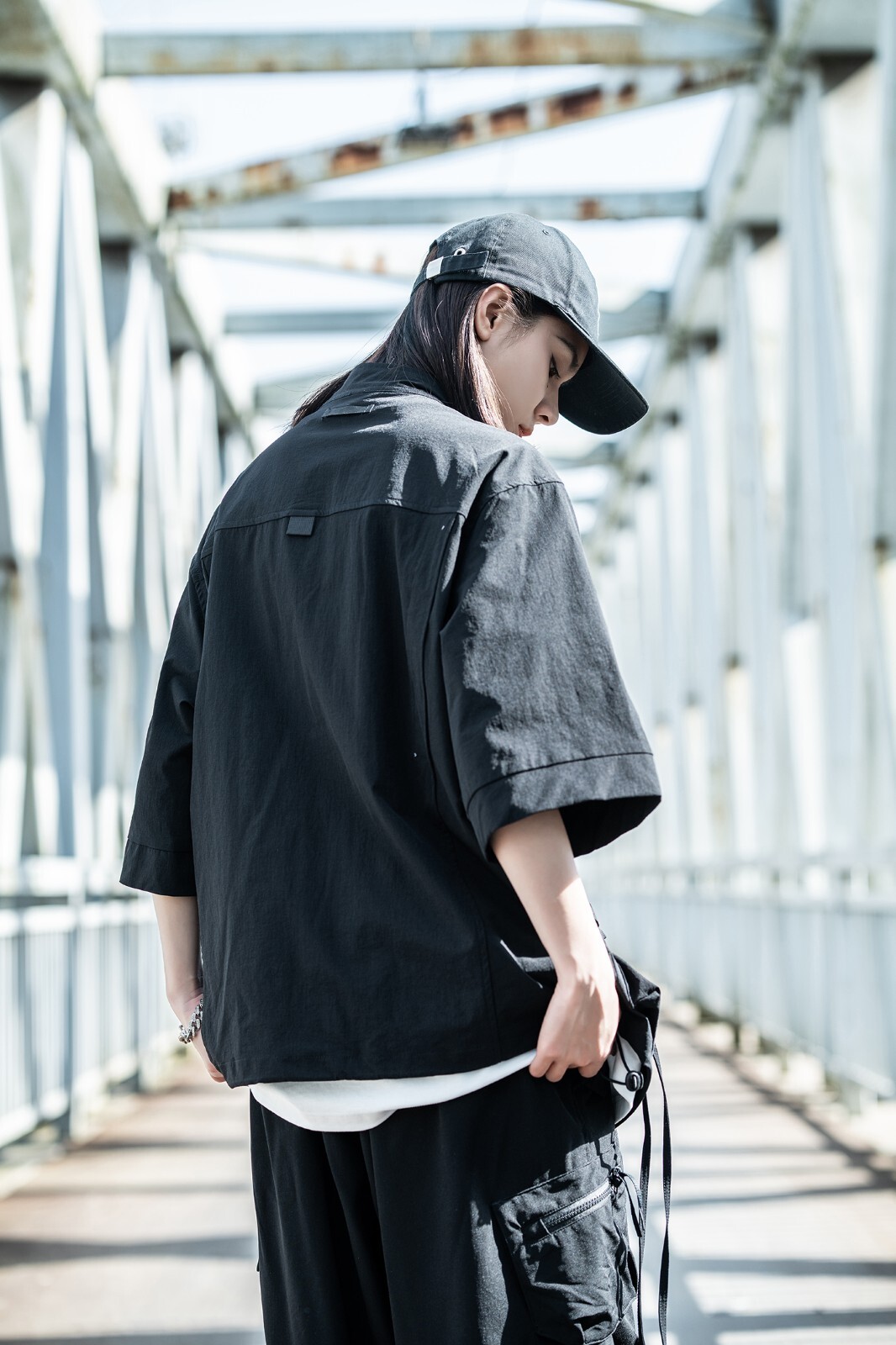 Niepce Matte Black Kimono Jacket Streetwear Fashion Casual Short Sleeves Hoodie