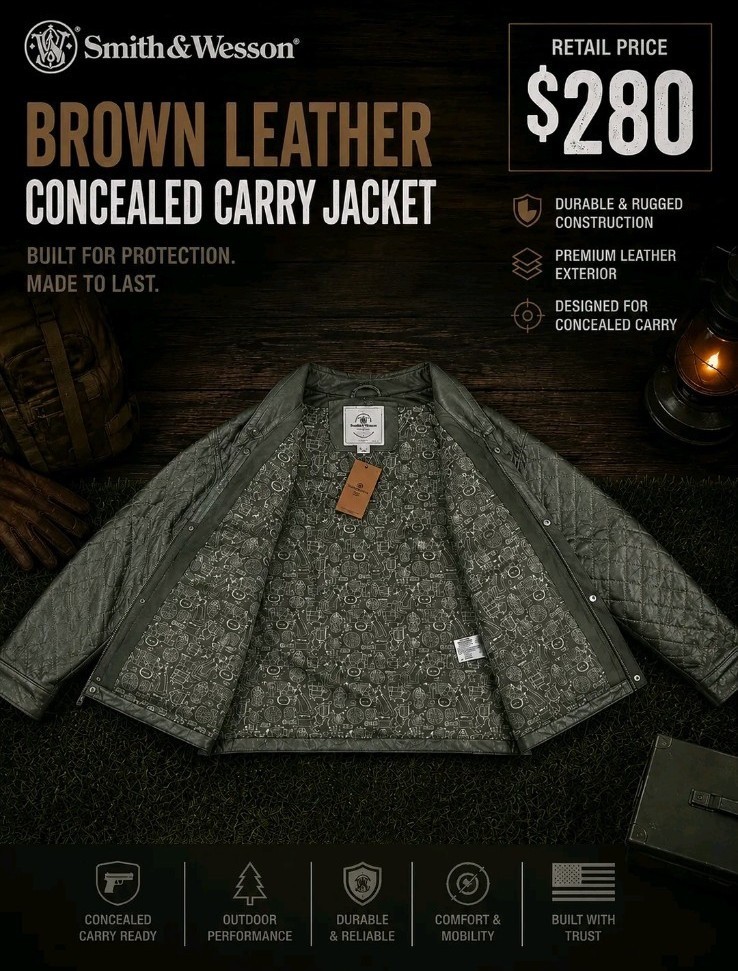 NEW Smith & Wesson Concealed Carry Quilted Jacket Green Mens Medium Warm Hunting