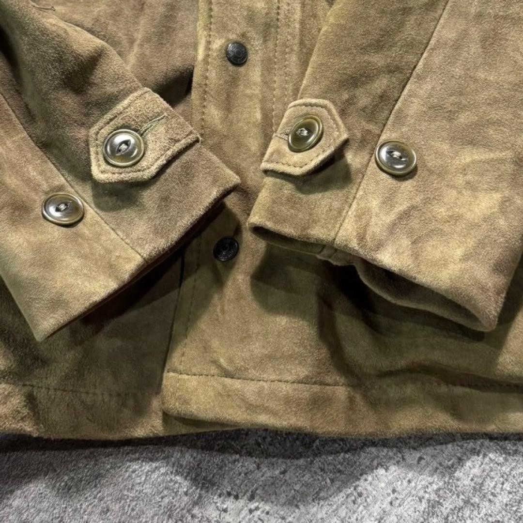 Schott Suede goat Leather Field Jacket Blouson Coat Men M Olive Brown Genuine