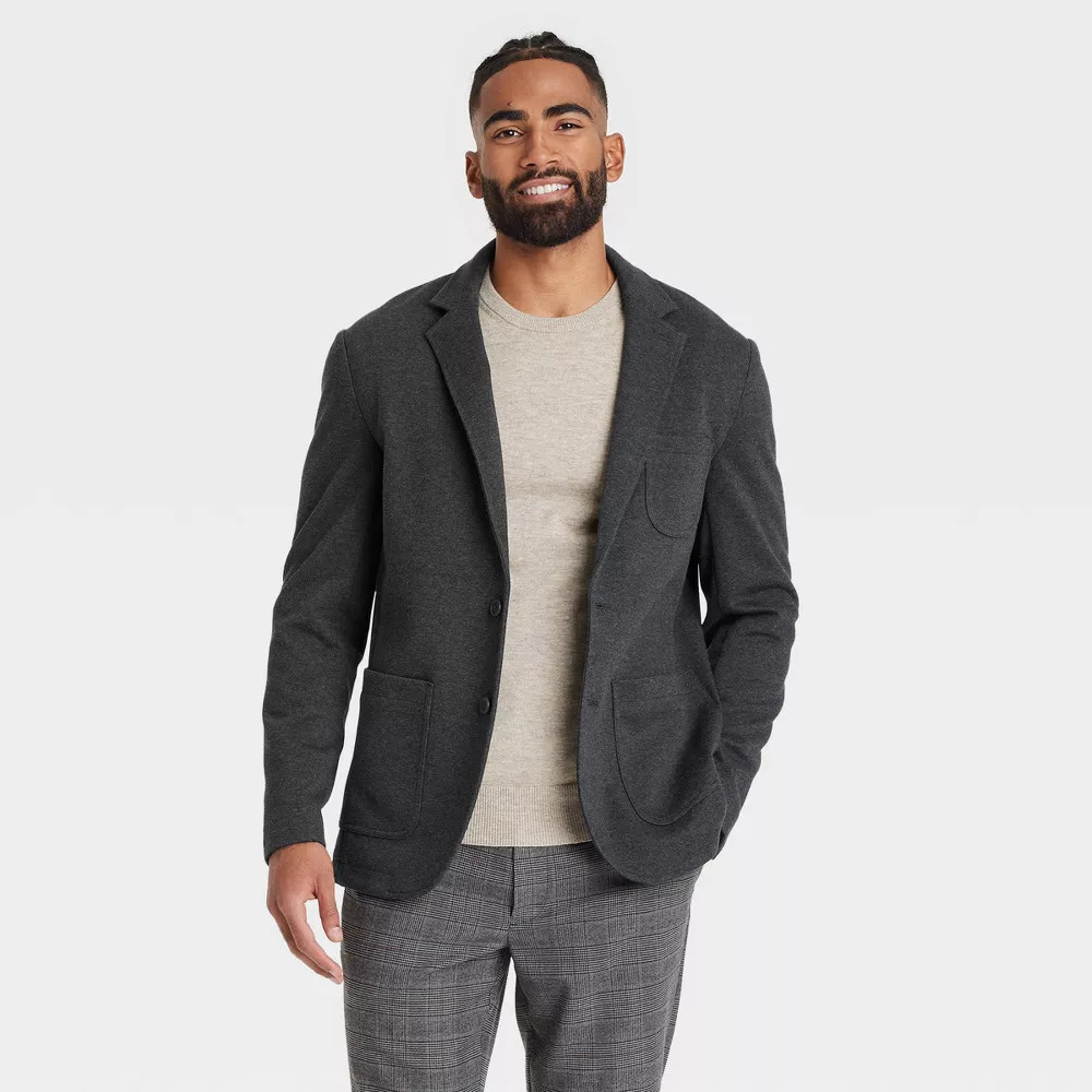 Men Comfort Wear Knit Blazer – Goodfellow & Co Charcoal Gray L: