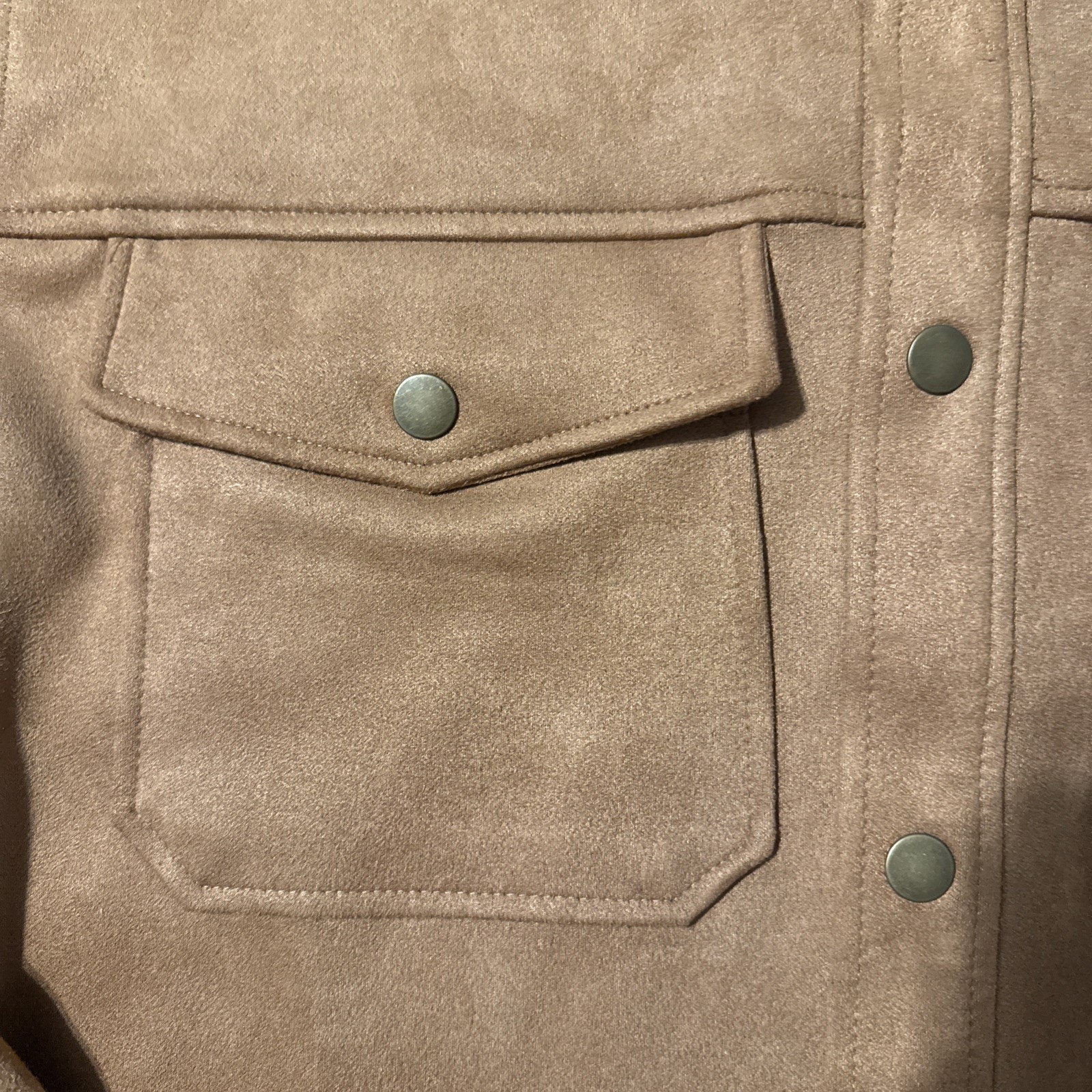 Frye Jacket Mens large Brown Toffee Faux Suede Shirt Jacket Snap Front Shacket