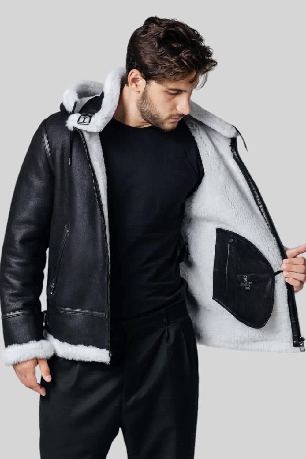 Men’s Genuine Leather Jacket Slim Fit Black Vintage Real Skin Coat