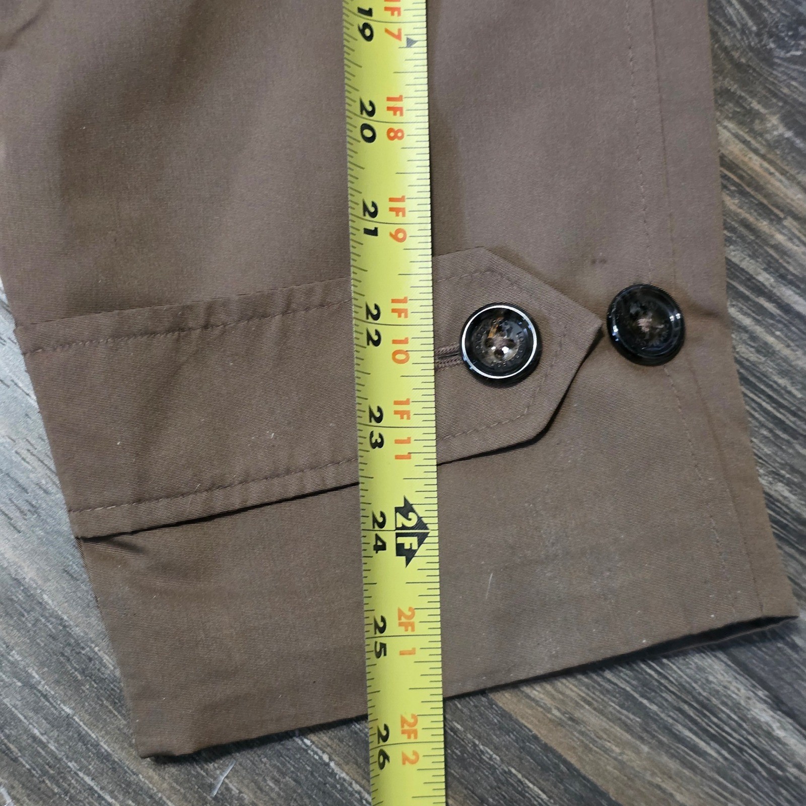 London Fog Mens Khaki Brown Belted Trench Coat Jacket 40L Longline Cotton Blend