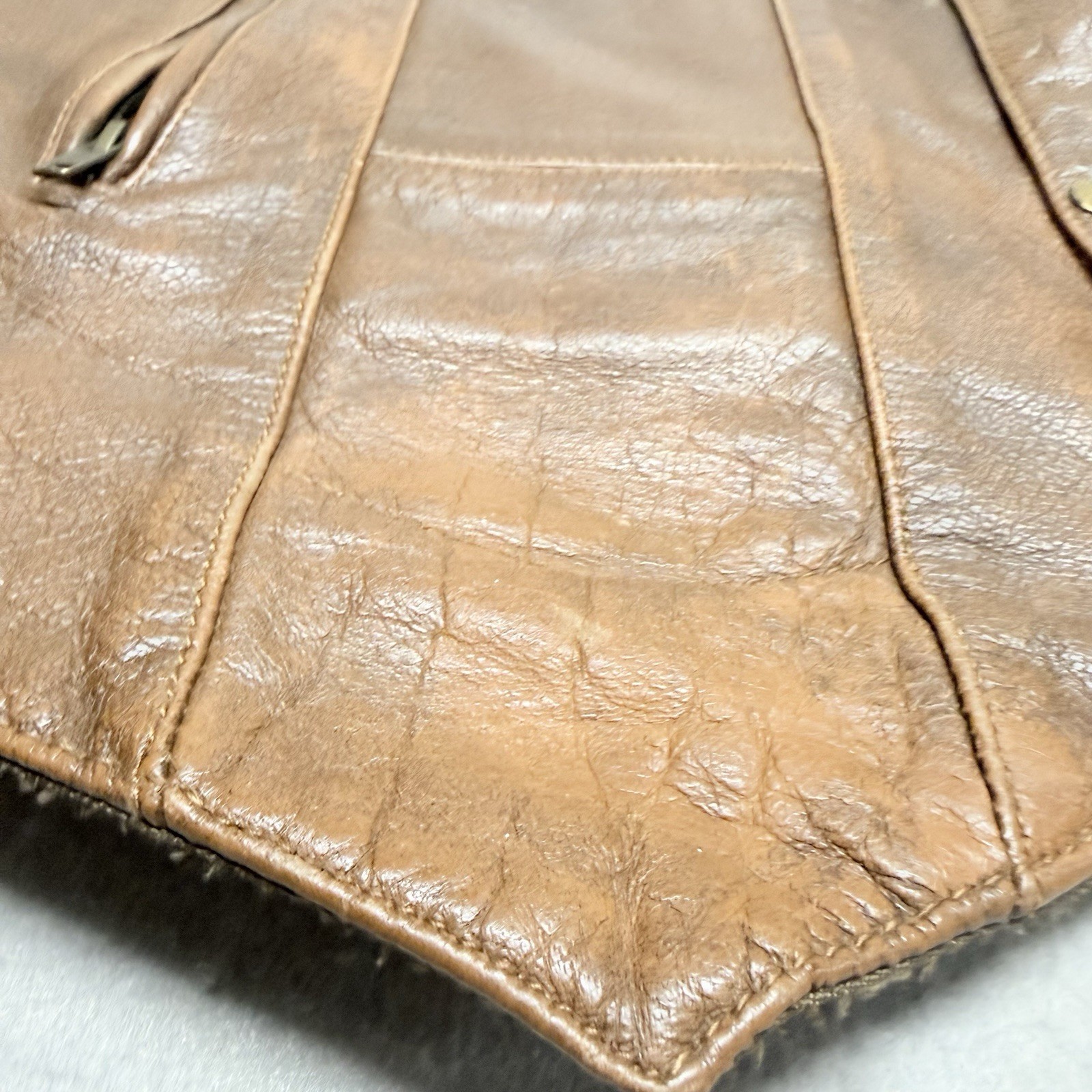 Leather Supreme 10 Pocket Concealed Carry Brown Biker Vest Size 52 Fits 48
