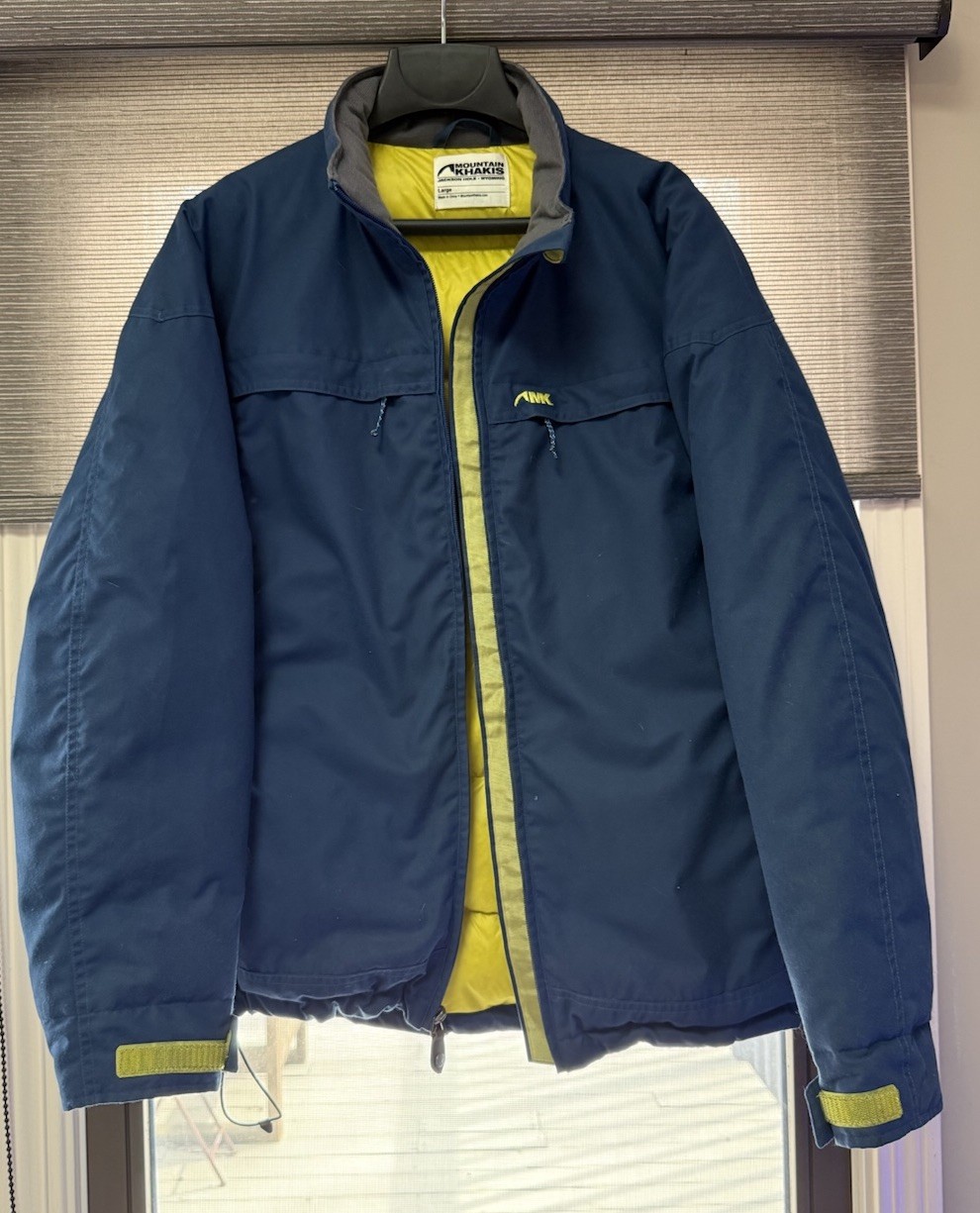 Mountain Khakis Men’s Double Down Jacket Large Marlin Blue 650 Fill Goose Down
