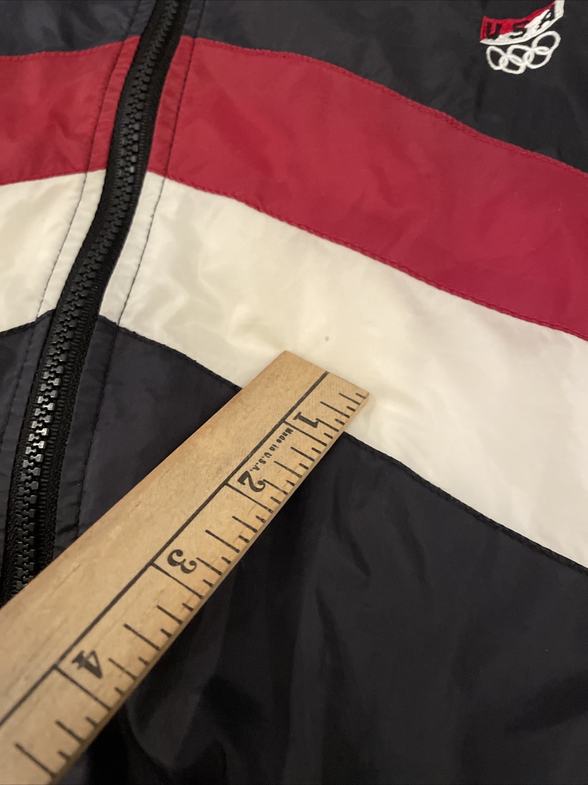 Vintage USA Olympic Jacket Mens Large Black Red White Windbreaker JC Penney 90s