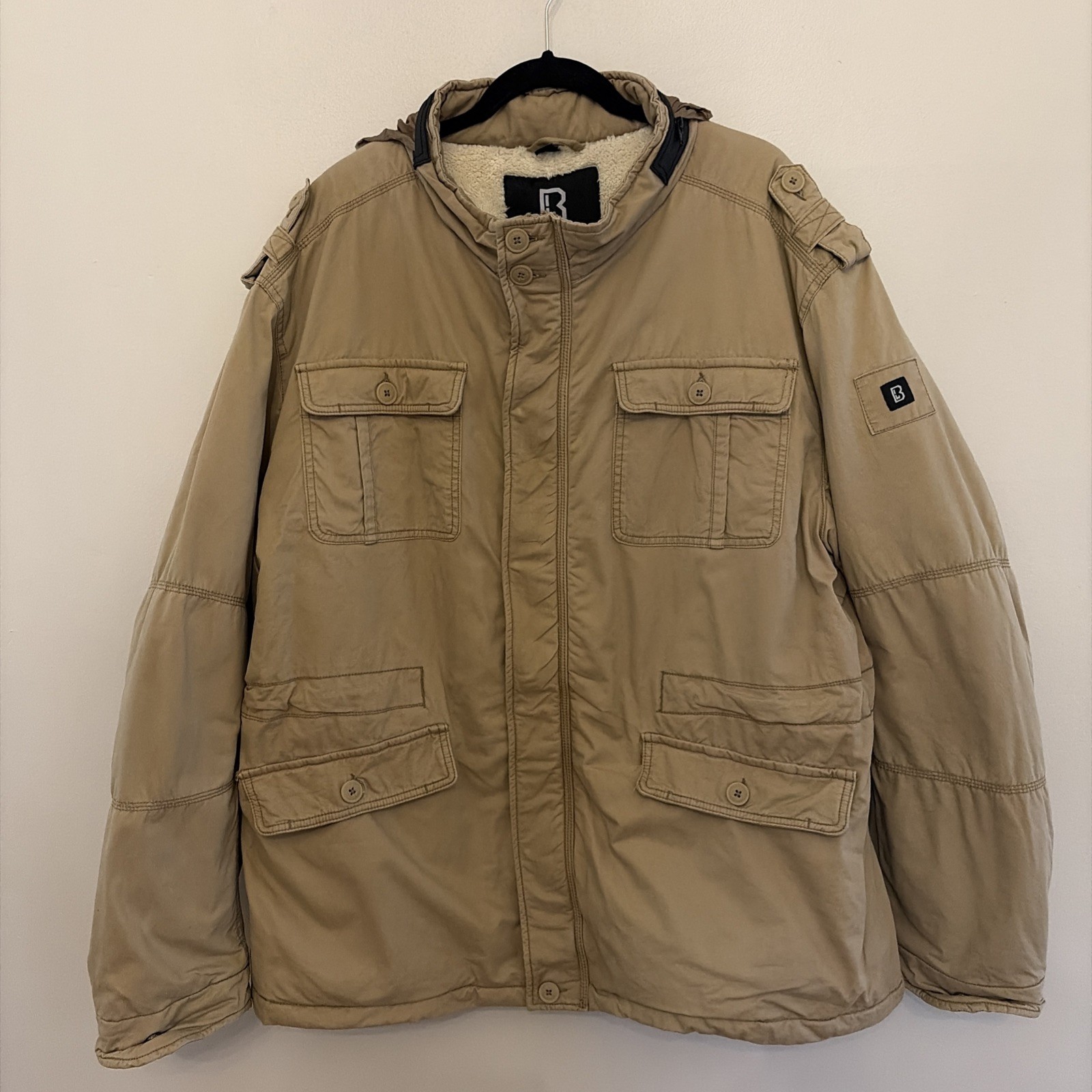 Brandit Britannia Tan Military army Field Cotton Sherpa coat Jacket Men’s 3xl