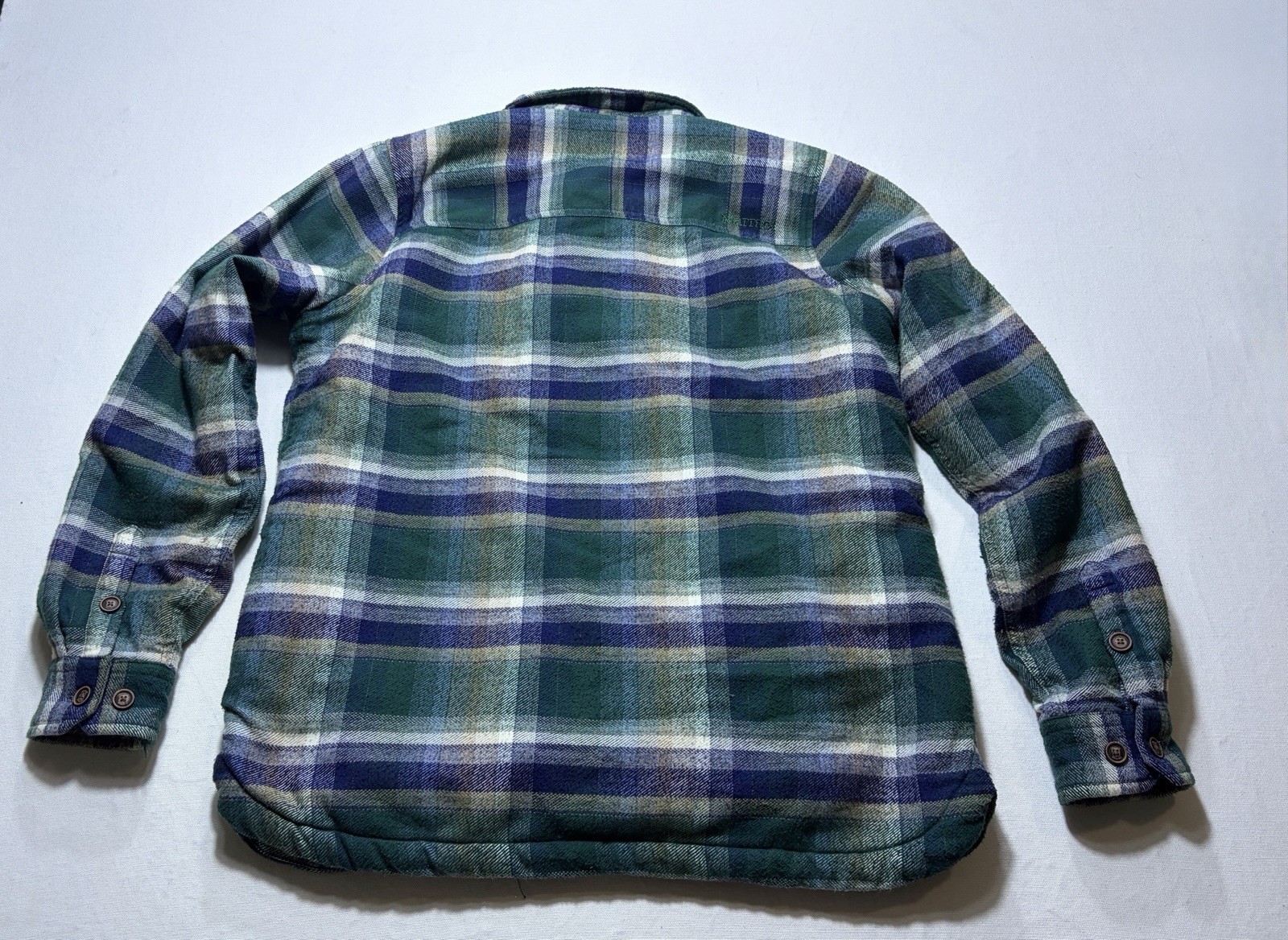 Marmot Mens Large Sherpa Lined Flannel Shirt Jacket Green Plaid Shacket