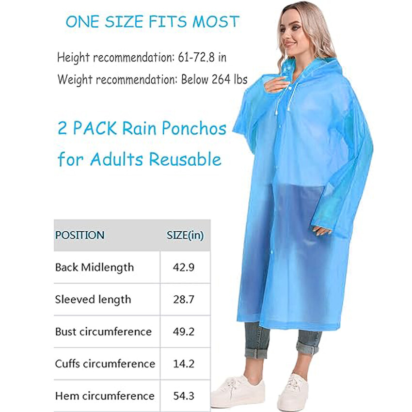Raincoat Rain Coat Unisex Adult Waterproof Hooded Jacket Poncho Rainwear Camping