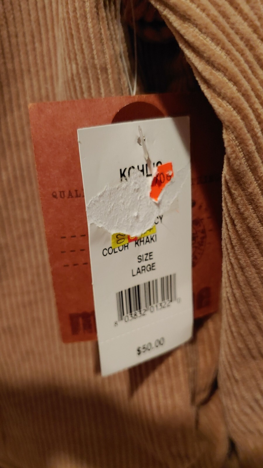 NWT Machine Clothing Co. Men’s Tan Corduroy Two Button Blazer Large 100% Cotton