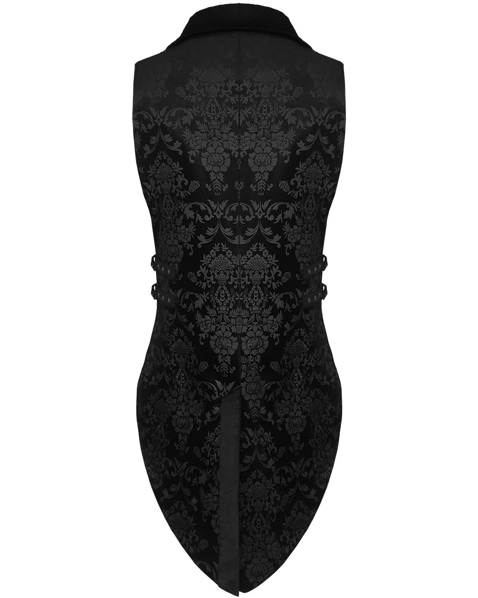 PUNKRAVE BLACK GOTH DARK PRINTING TAILCOAT VAMPIRE VINTAGE WAISTCOAT VEST Y-596