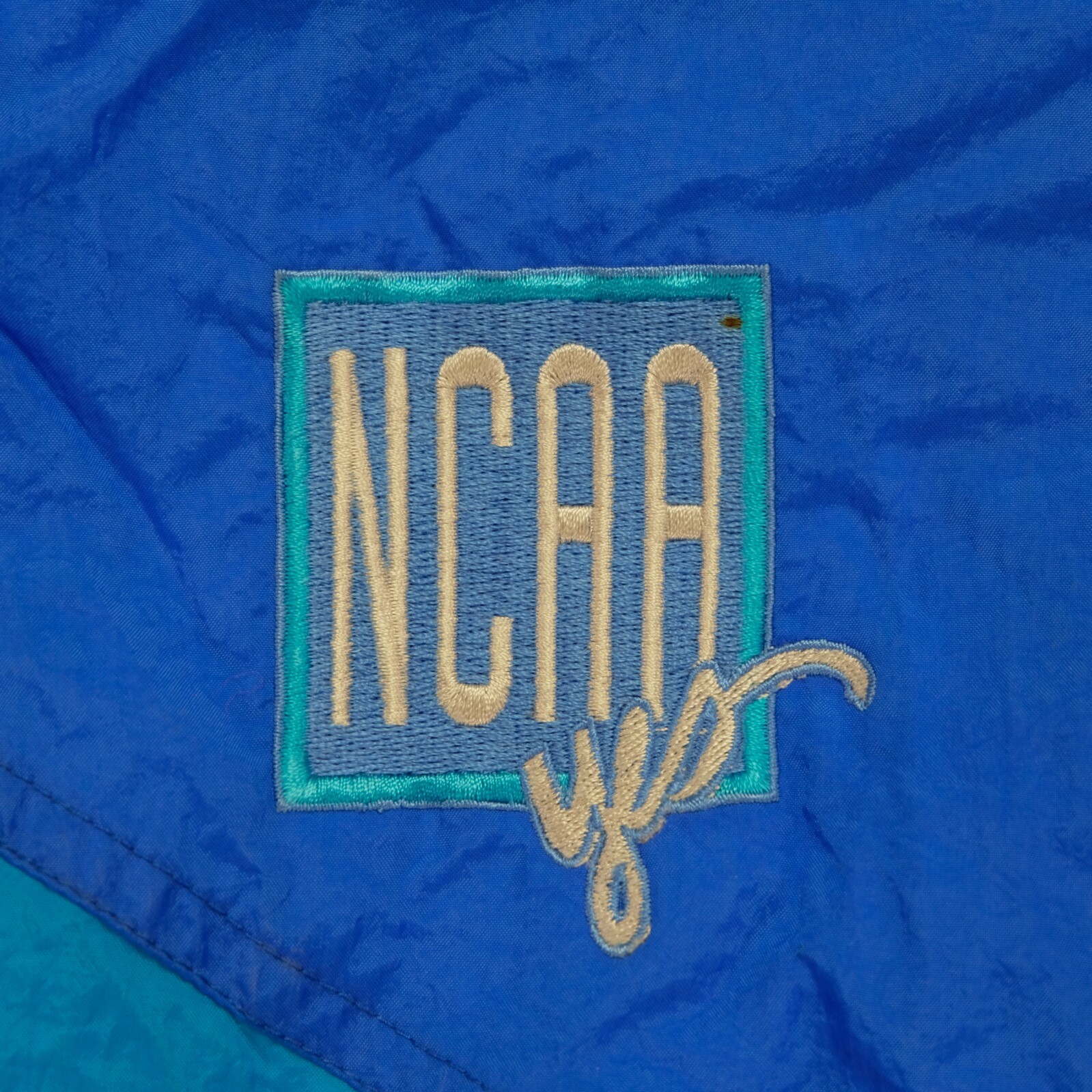 Rare VTG NIKE Spell Out Swoosh NCAA Yes Color Block Windbreaker Jacket 80s 90s L