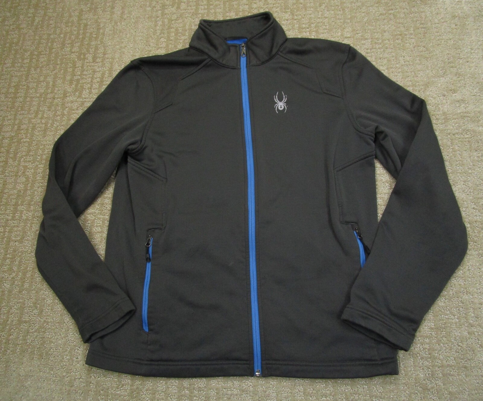 Spyder Jacket Men Medium Gray Full Zip Chambers Lightweight Running Training