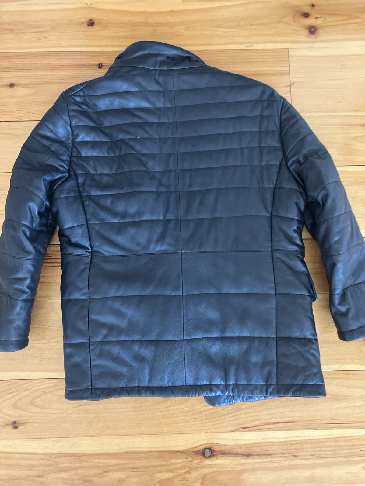 BOSS Hugo Boss Leather Jacket, Black, Puffer, Pockets, Size M Short (?)
