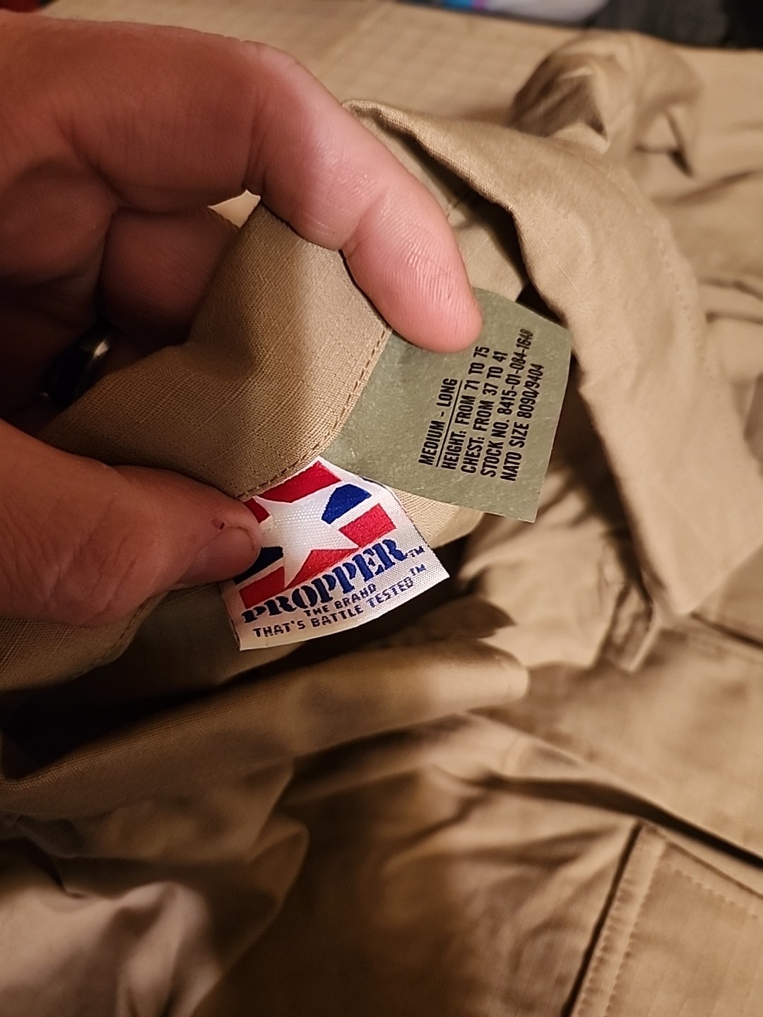 Propper Combat Coat Mens BDU Ripstop Shirt 100% Cotton Khaki Medium Long New