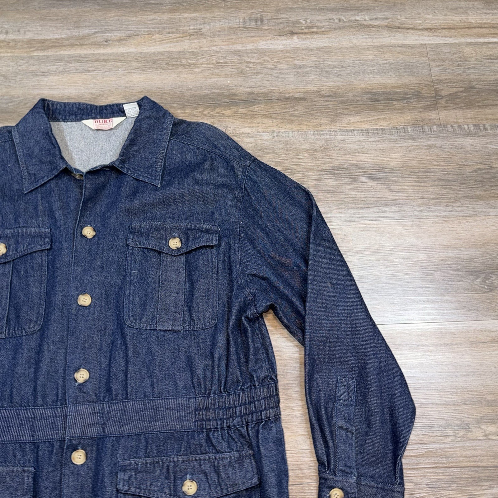 VTG Duke Haband Denim Jacket Mens Large Chore Coat Button Front Four Pocket 90’s