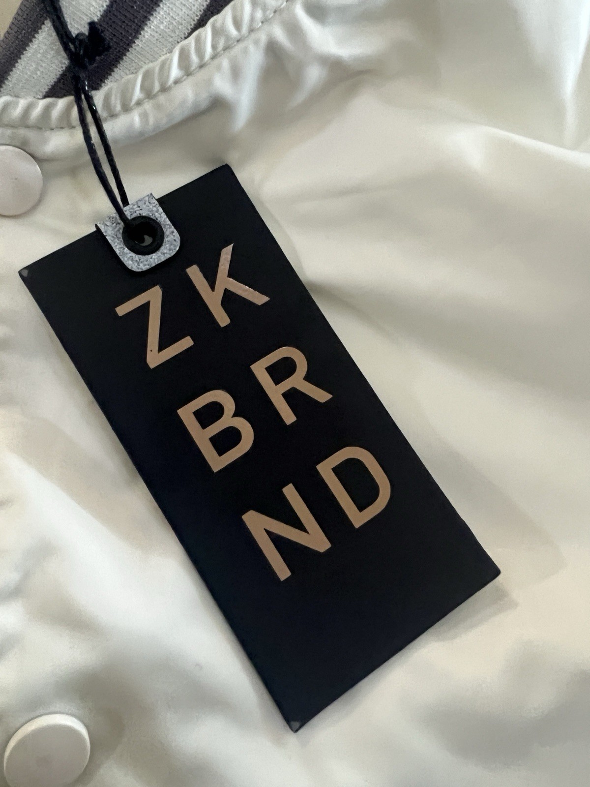 Zak Brand Bomber Satin Jacket Bone & Grey