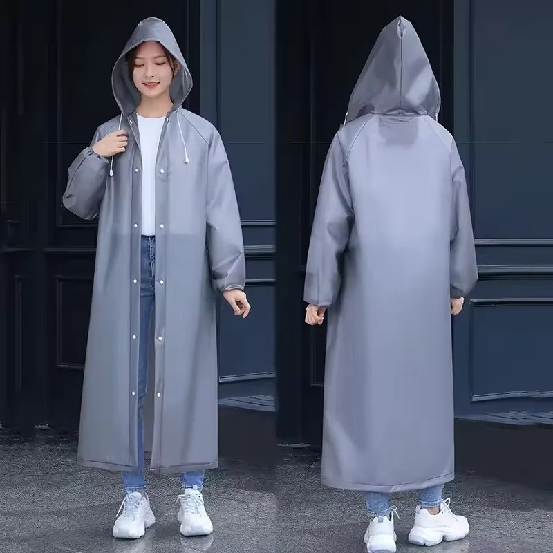 Long waterproof Raincoat For Adults Unisex Travel Hooded Raincoat Reusable USA