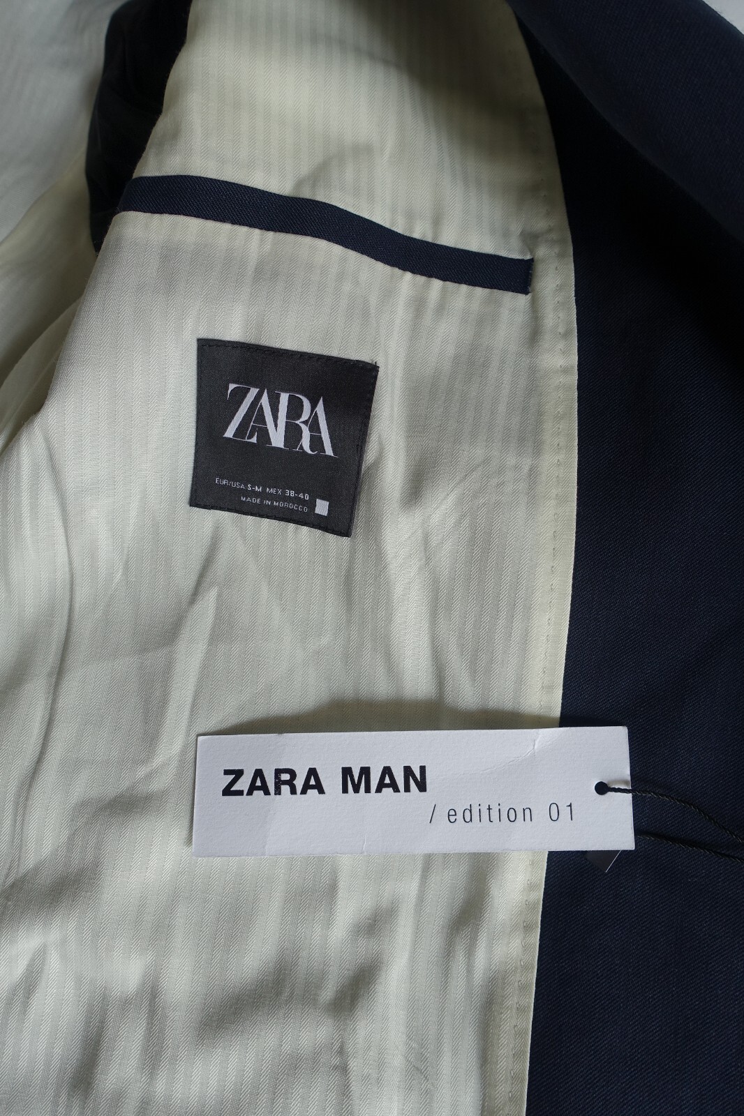 NWT ZARA MAN Black Suit Jacket 3 Button Front Size 38-40