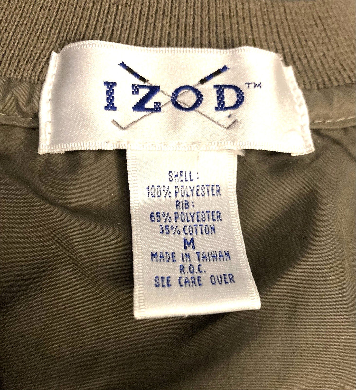 Vintage IZOD Golf Pullover Windbreaker Jacket Mens M Green V Neck 90s