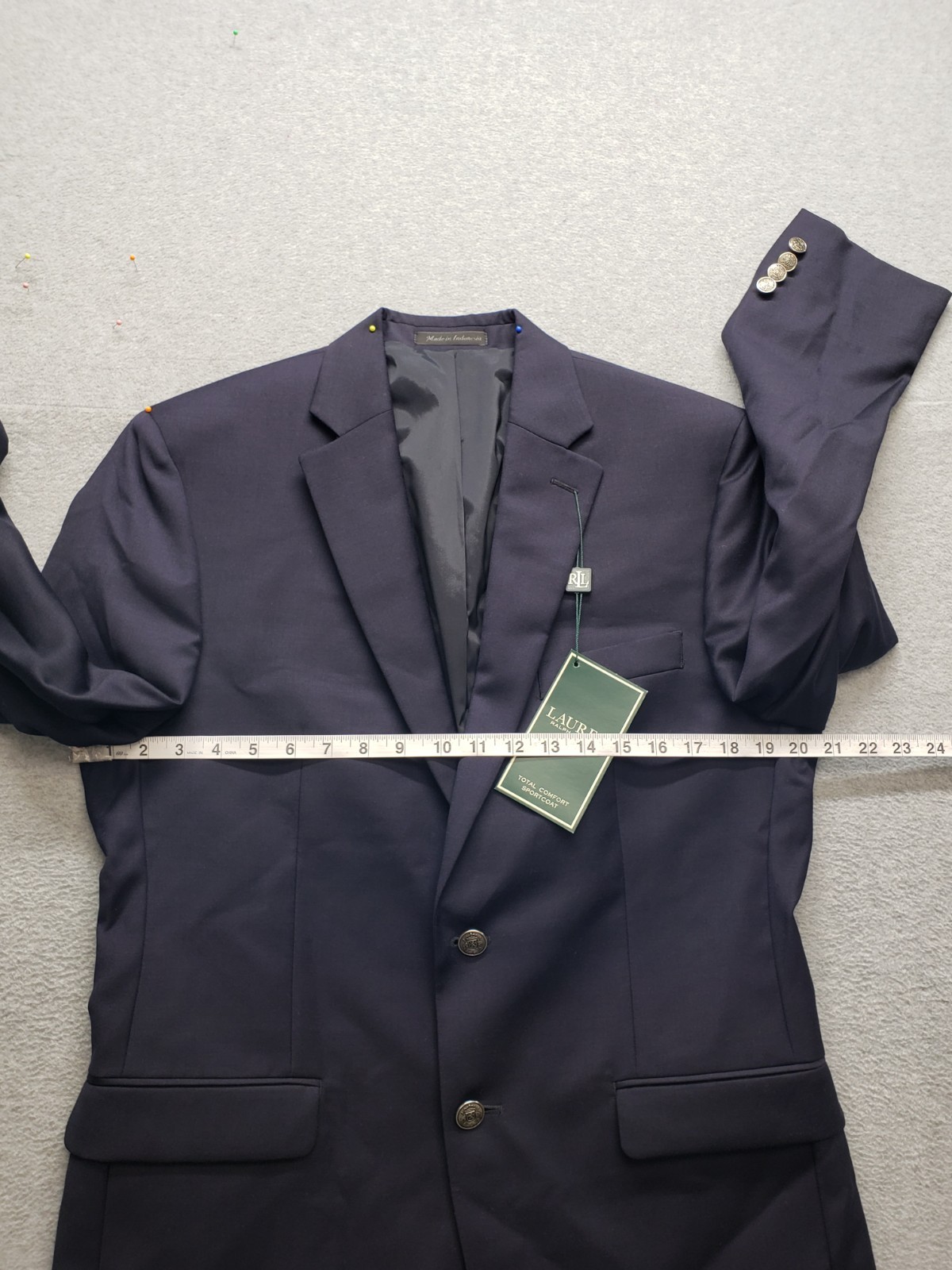 Lauren Ralph Lauren Men Blazer Jacket 38R Navy Blue Two Button Pockets Business