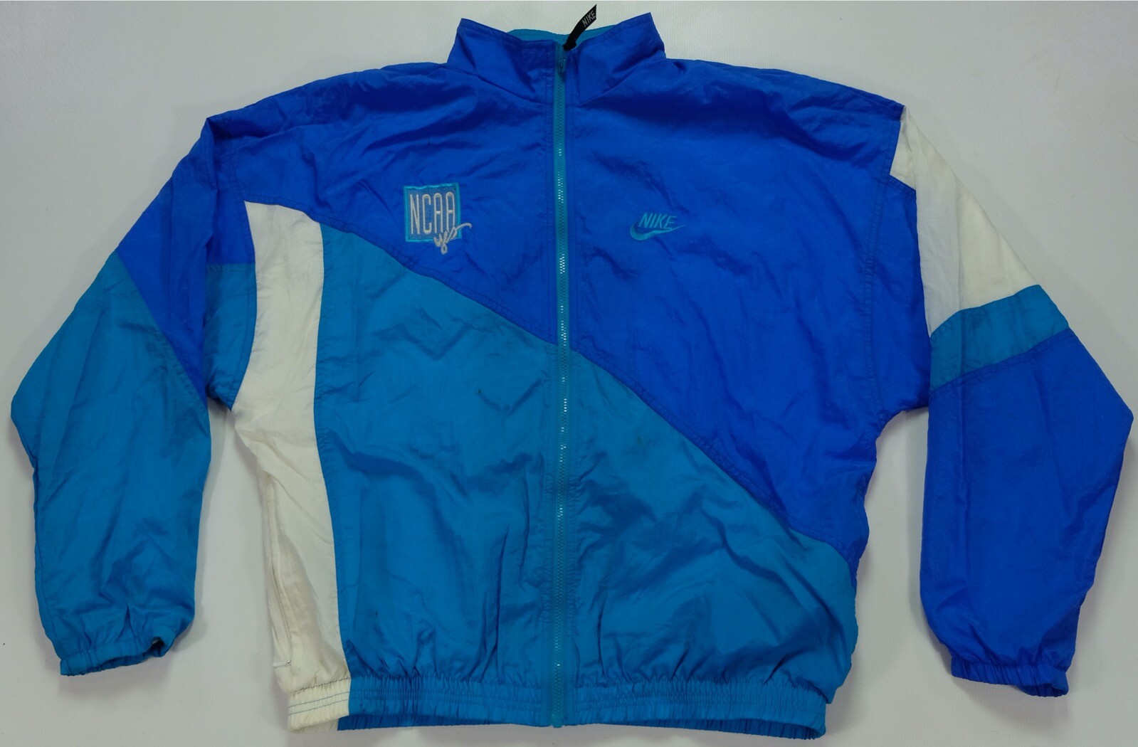 Rare VTG NIKE Spell Out Swoosh NCAA Yes Color Block Windbreaker Jacket 80s 90s L