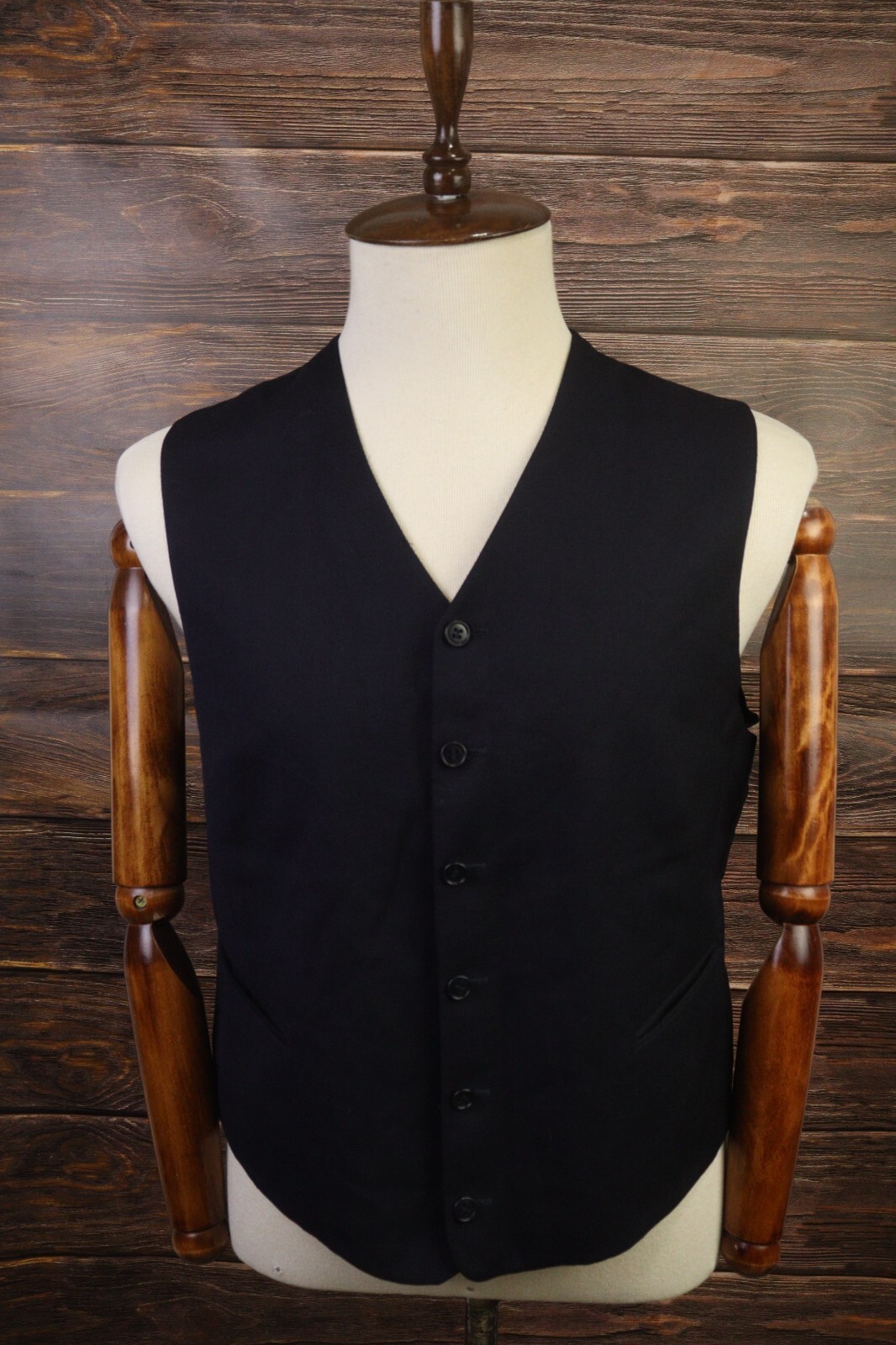 YES SAINT LAURENT Black Pure Wool Sleeveless Button Waistcoat Gilet Vest