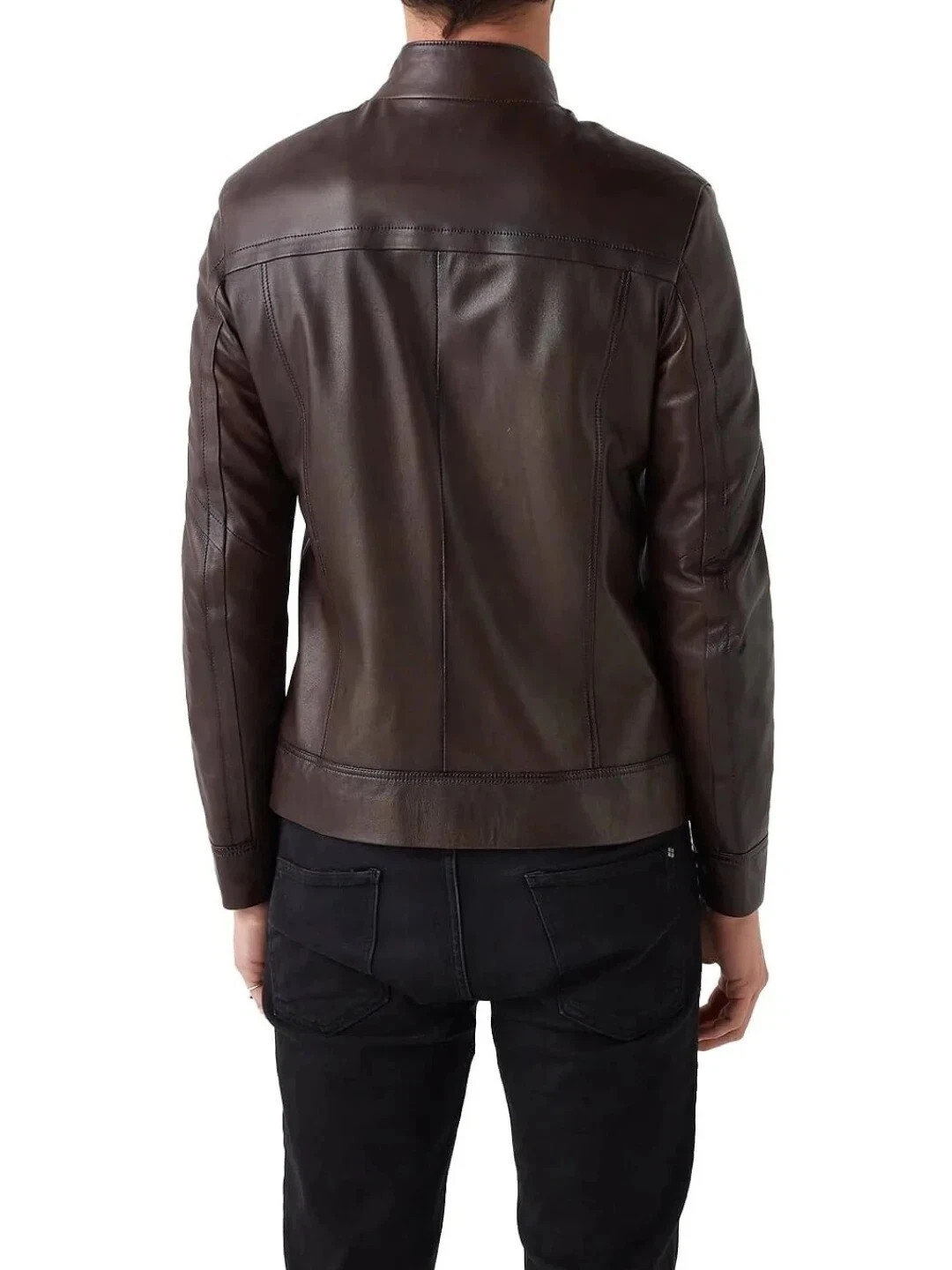 Men’s Brown Lambskin Leather Jacket Biker Motorcycle Style Soft Size XS TO 3XL