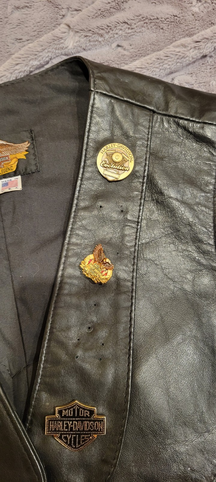 Harley-Davidson Leather Vest Men’s size Large Black Side-Lace with Pockets HD