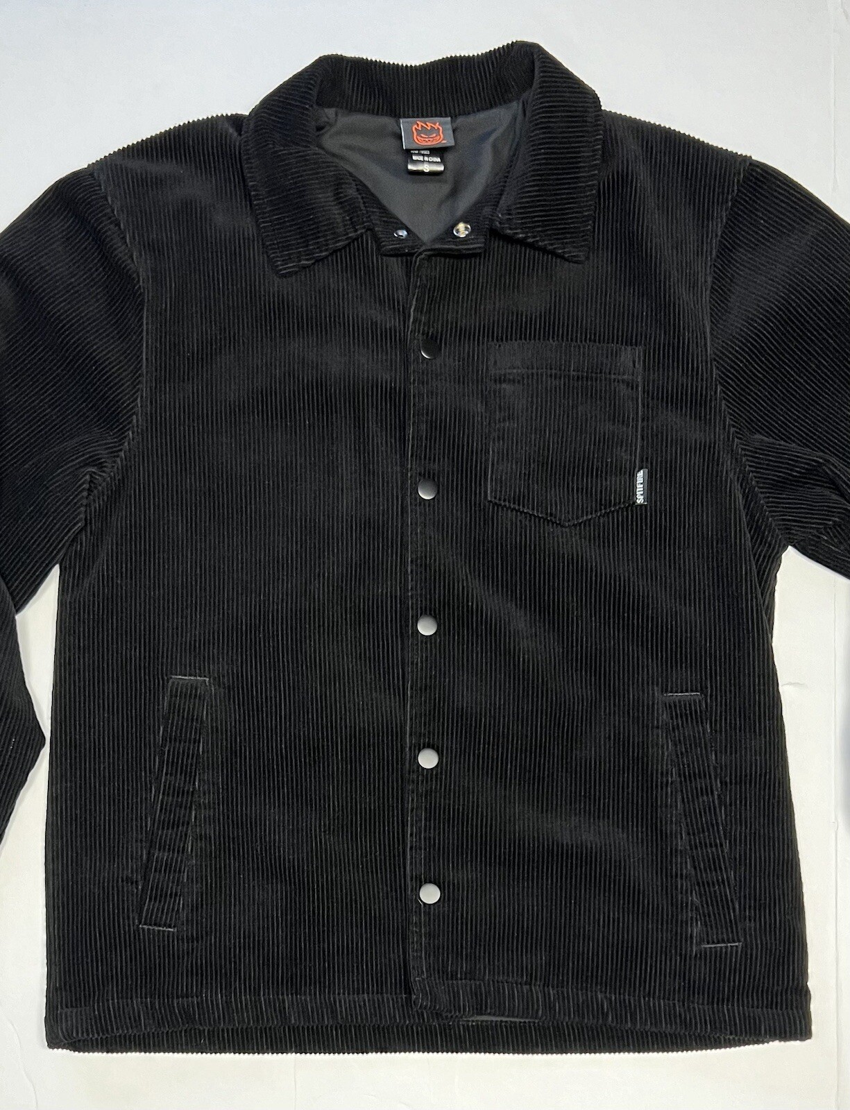 Spitfire Corduroy Black Jacket Adult Men’s Small S Big Head Red White Black EUC