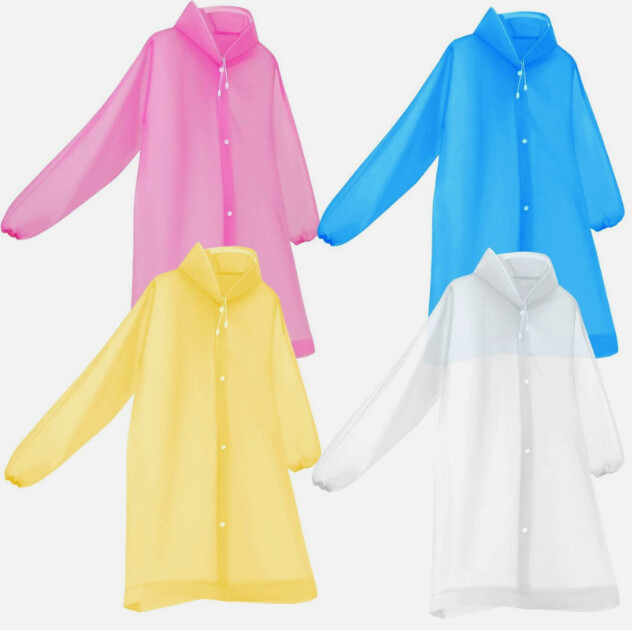 Unisex Adult Waterproof Raincoat Rain Coat Hooded Jacket Poncho Rainwear Camping