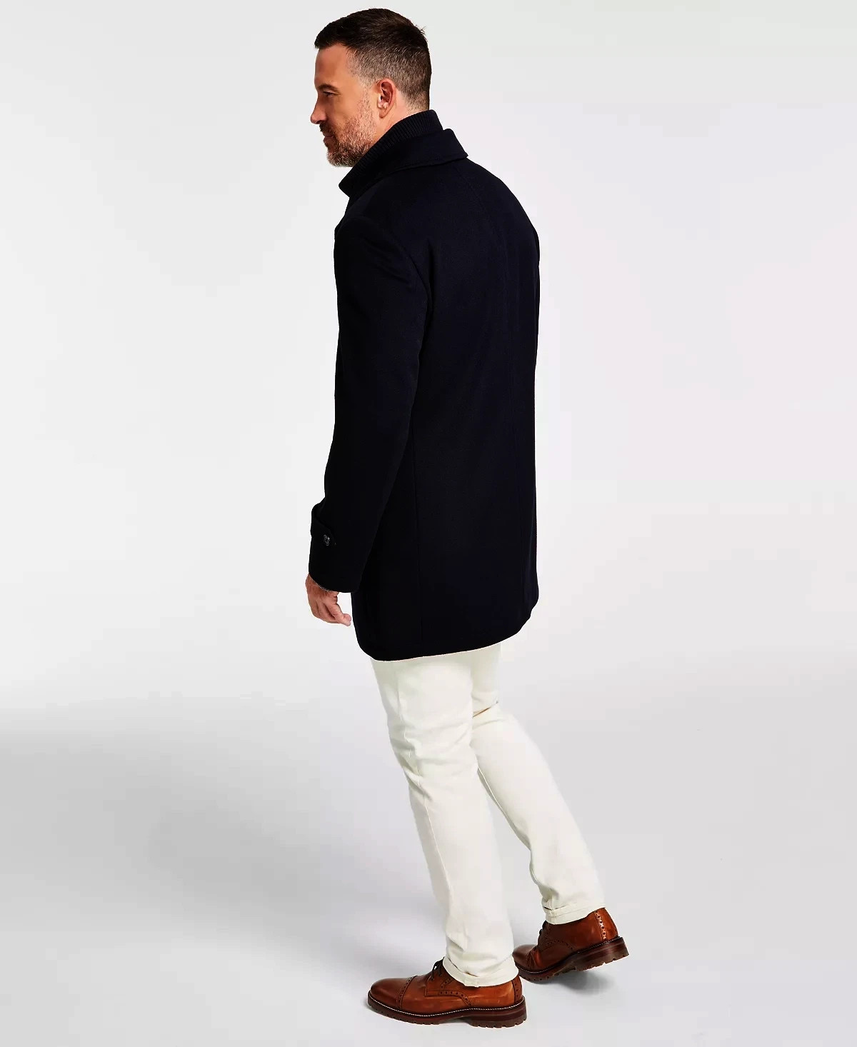 NEW Ralph Lauren Classic-Fit Black Solid Double-Breasted Overcoat Sz 40R – $495