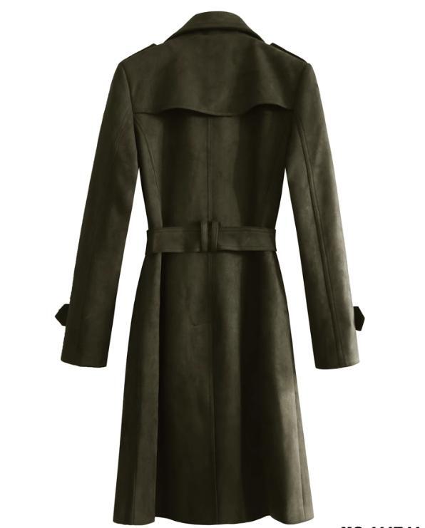 Vintage Suede Trench Coat Mens Mid Length Double-breasted Jacket Belted Parka